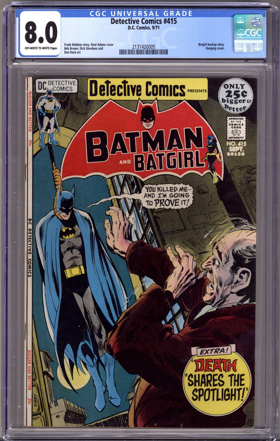 Detective Comics Vol 1 415 CGC 8.0 (VF)   (1971)        