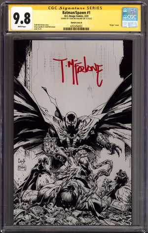 Batman / Spawn 1 CGC 9.8 (NM/M) (2023) McFarlane B&W Virgin Incentive Variant Signed x1 Cover Todd McFarlane