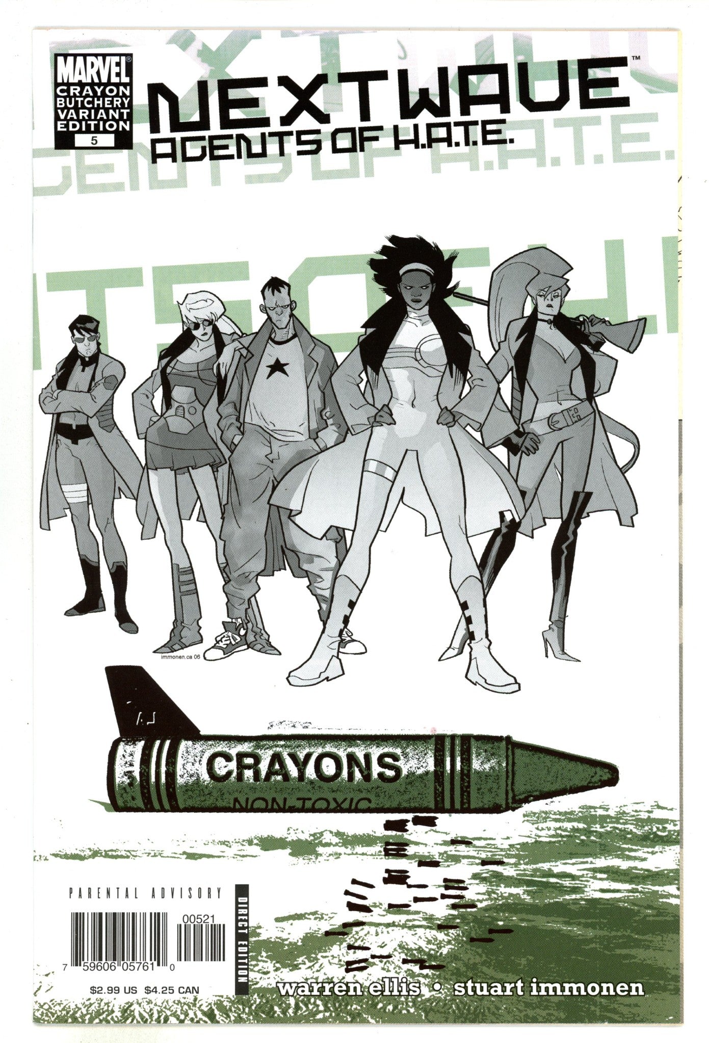 Nextwave: Agents of H.A.T.E. 5 [Crayon Butchery Variant Edition] 5 Mid Grade (2006) Immonen Variant 