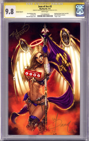 Joan of Arc 3 CGC 9.8 (NM/M) (2013) McTeigue Virgin Exclusive Variant Signed x2 Cover Tom Hutchinson & Dawn McTeigue