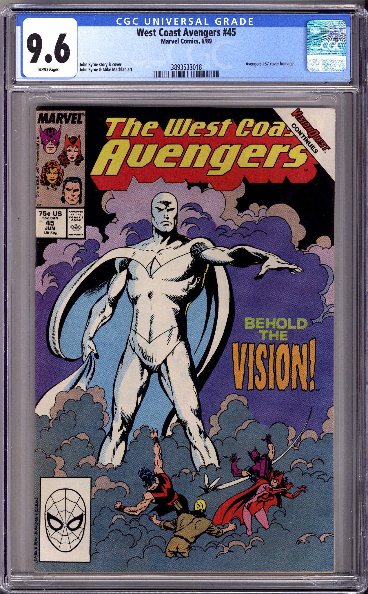 West Coast Avengers Vol 2 45 CGC 9.6 (NM+) (1989) 