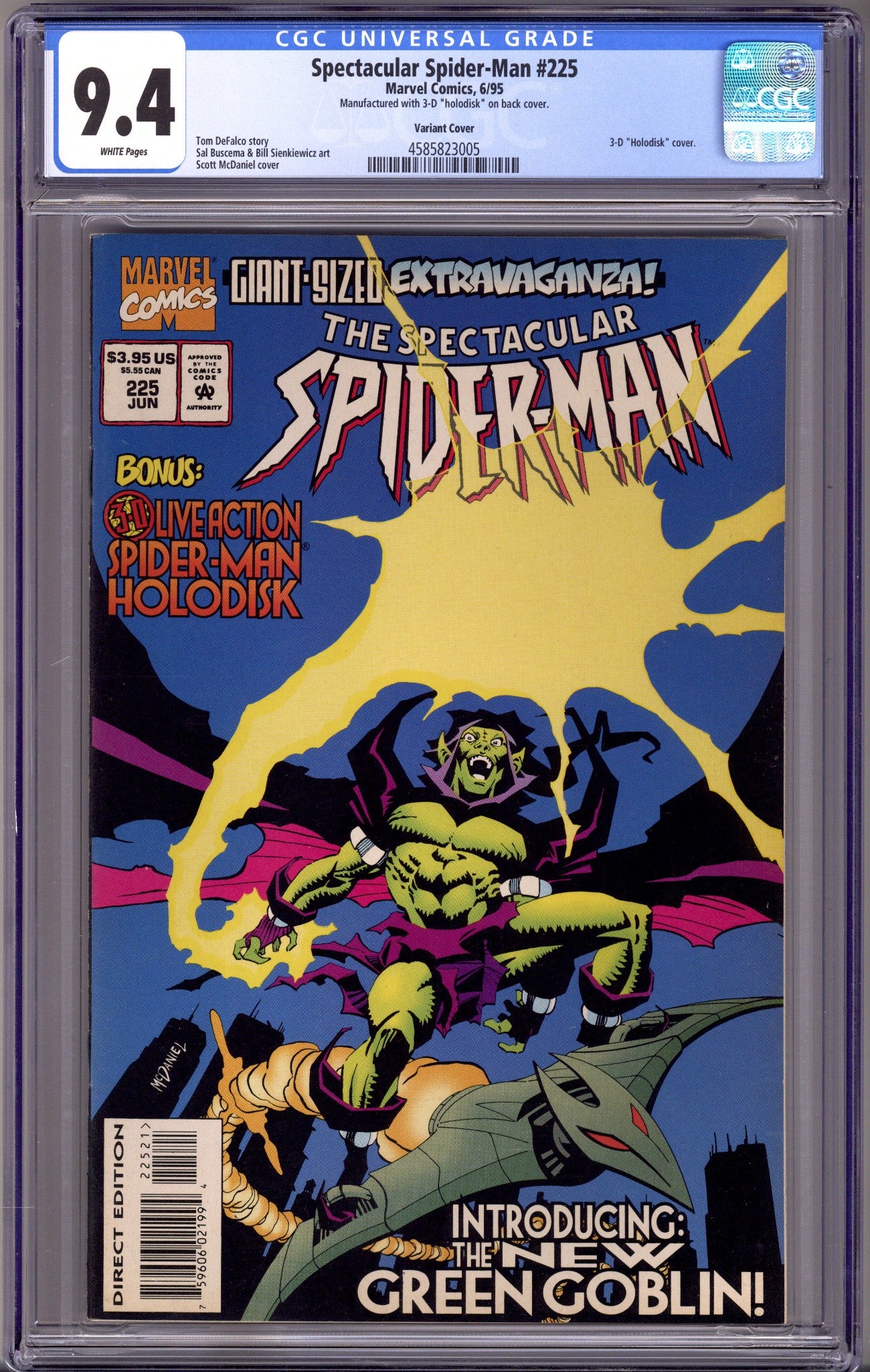 The Spectacular Spider-Man Vol 1 225 CGC 9.4 (NM) Manufactured With Holodisk on Back Cover (1995)