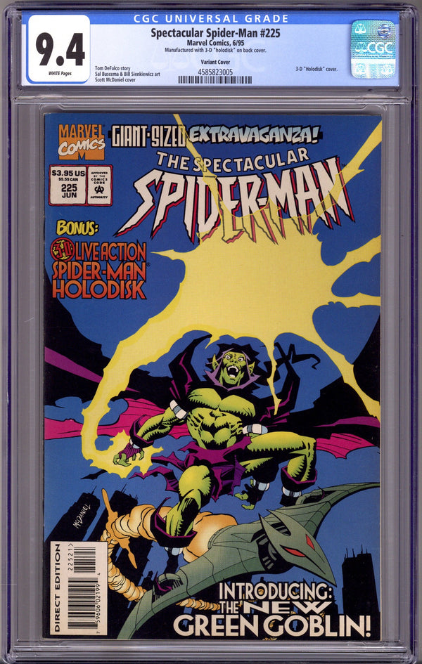 The Spectacular Spider-Man Vol 1 225 CGC 9.4 (NM) Manufactured With Holodisk on Back Cover (1995)