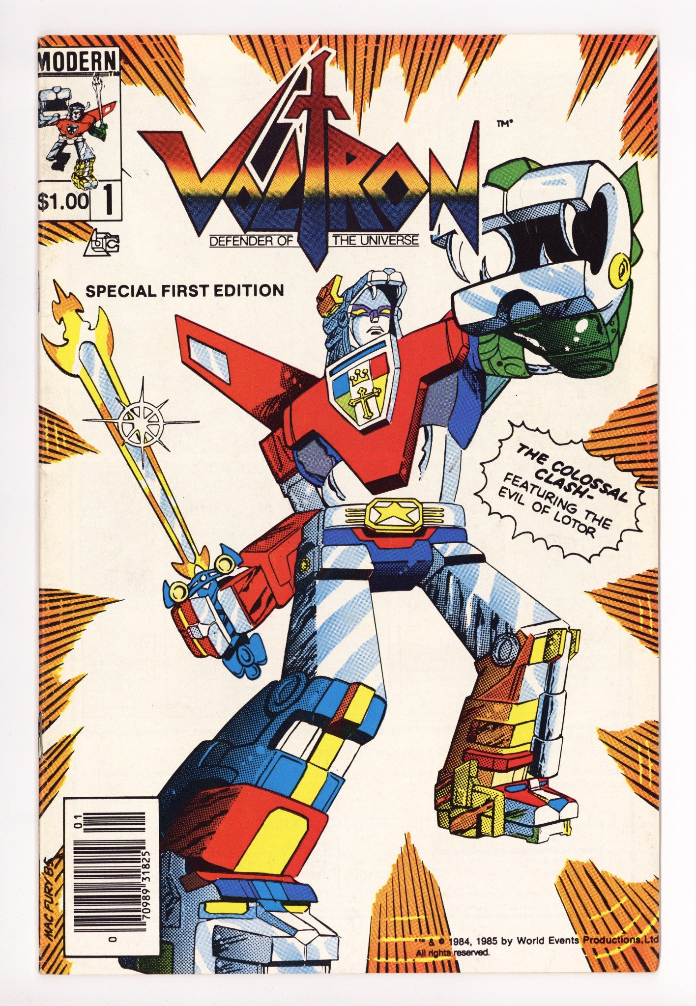 Voltron 1 FN+ (6.5) (1985) Canadian Price Variant 