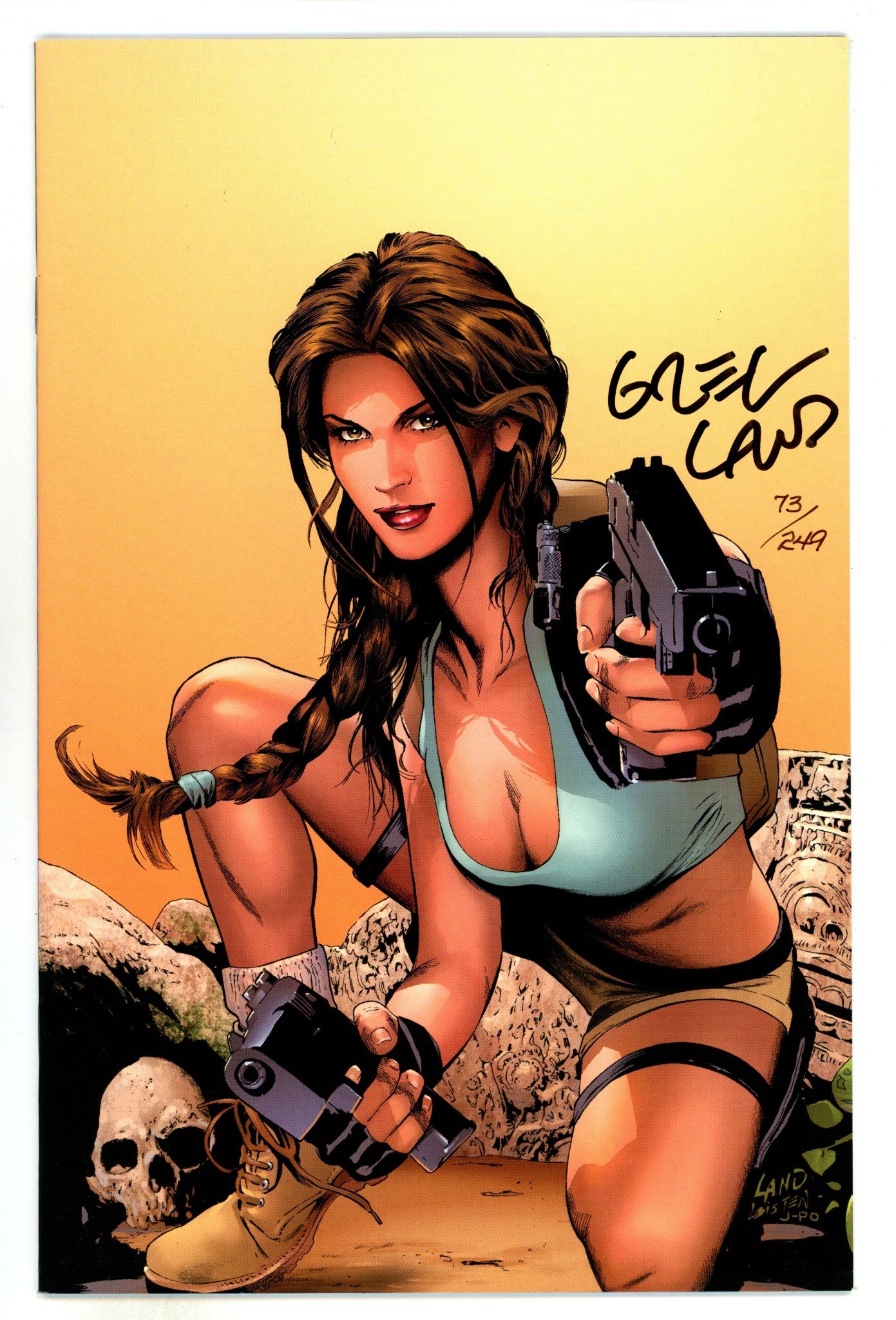 Tomb Raider: The Series Vol 1 40 VF+ (8.5) (2004) Land Dynamic Forces Virgin Exclusive Variant Signed x1 Cover Greg Land 
