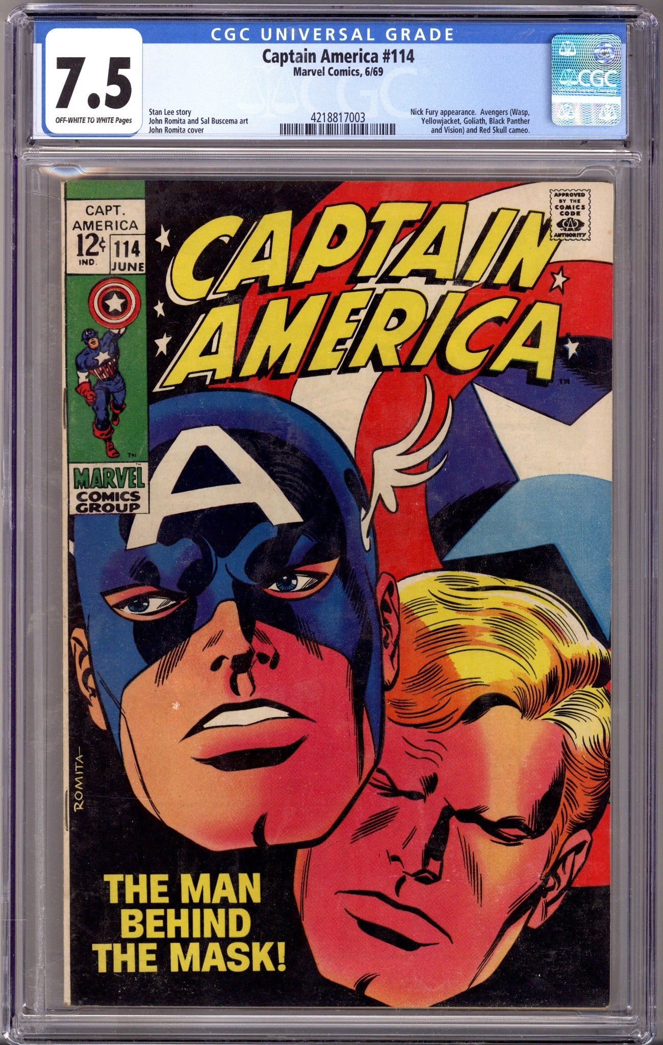 Captain America Vol 1 114 CGC 7.5 (VF-) (1969)