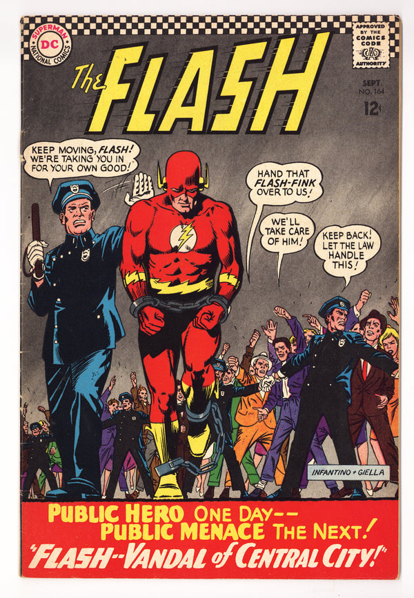 The Flash Vol 1 164  FN+ (6.5) Apparent, Manufactured W/O Bot. Stpl, Cover & Multiple Wraps Det.  (1966)