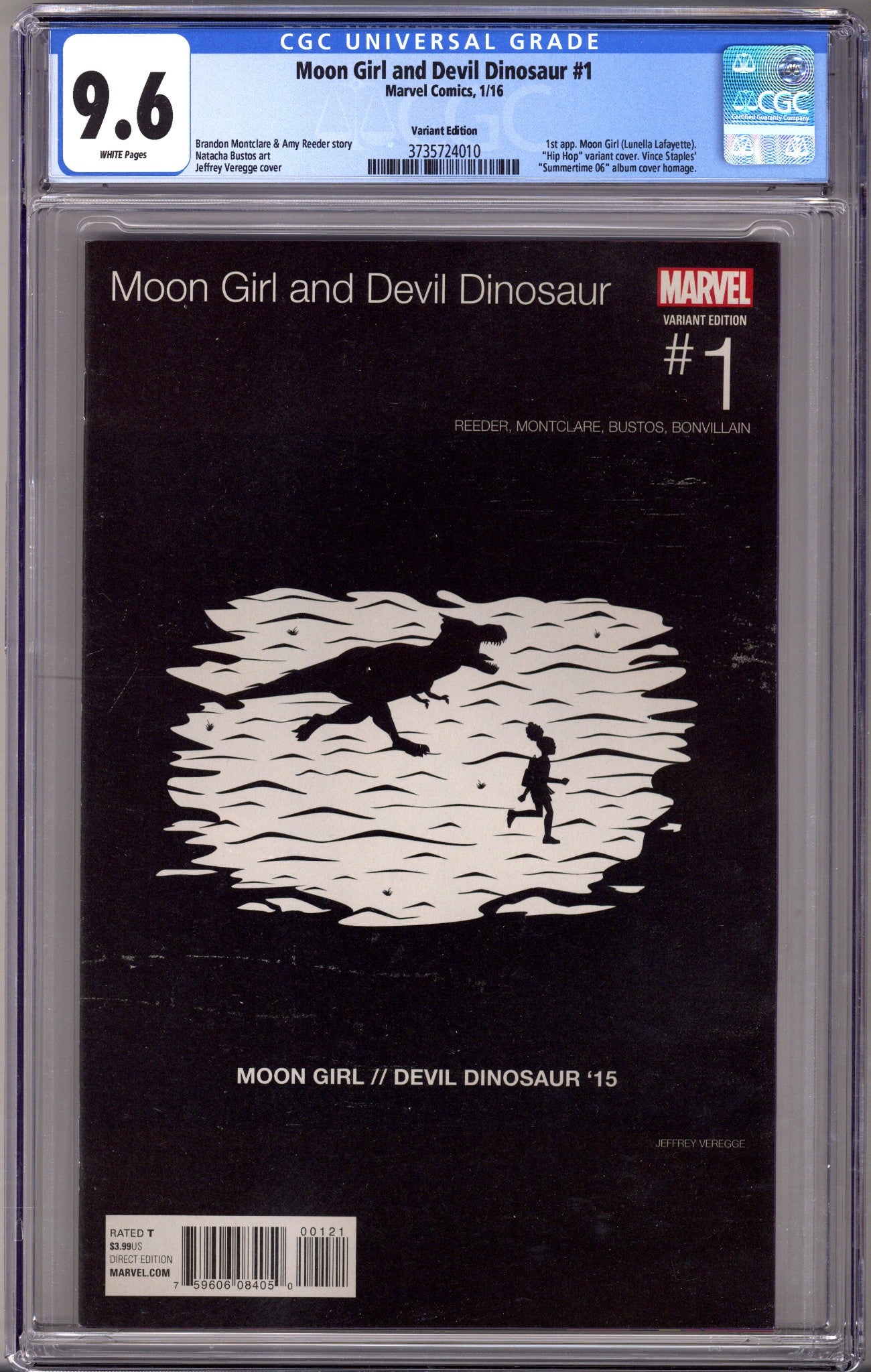 Moon Girl and Devil Dinosaur Vol 1 1 Veregge Hip-Hop Variant CGC 9.6 (2015)