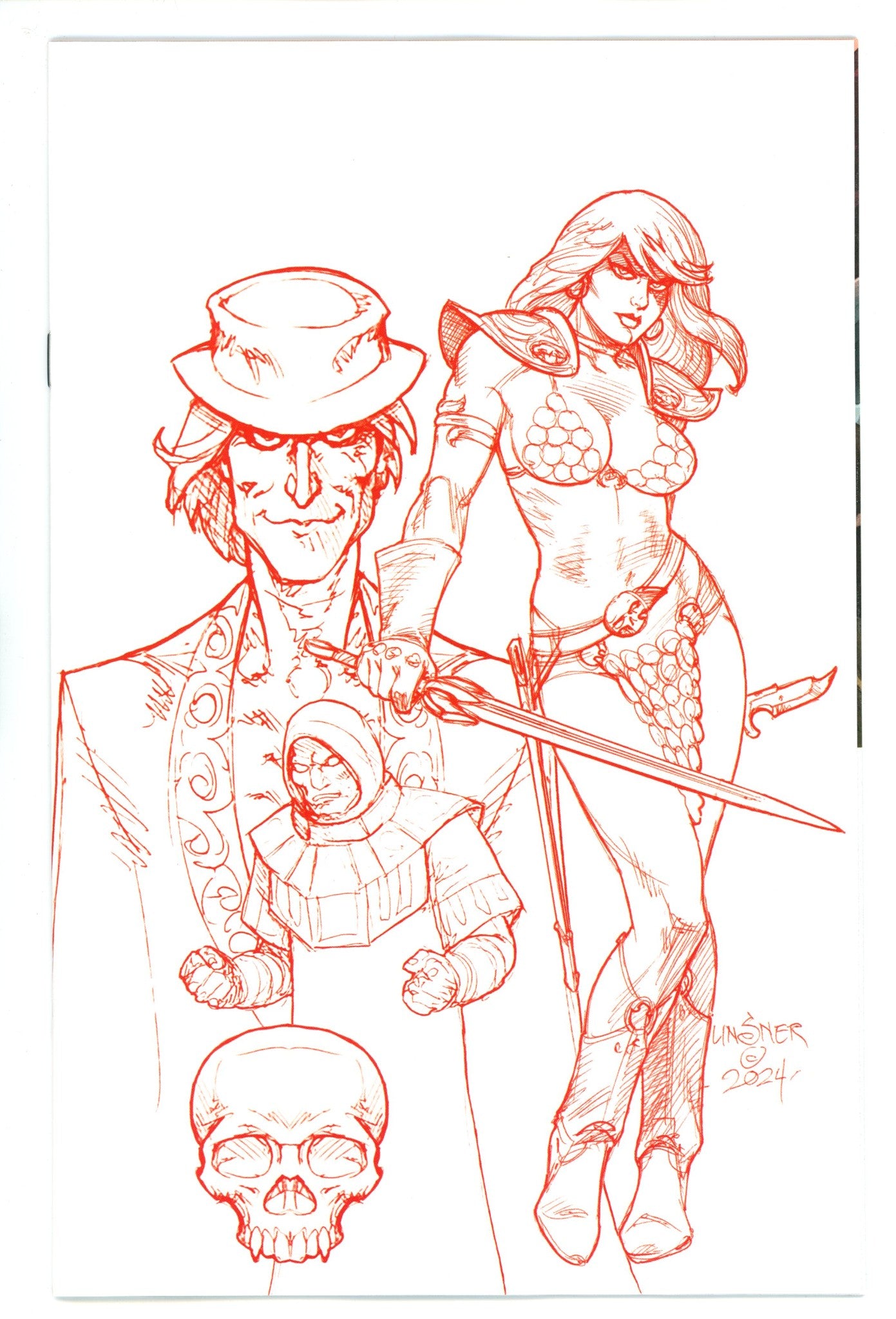 Red Sonja Death And The Devil 1 Linsner Red Line Art Virgin Incentive Variant (2024)