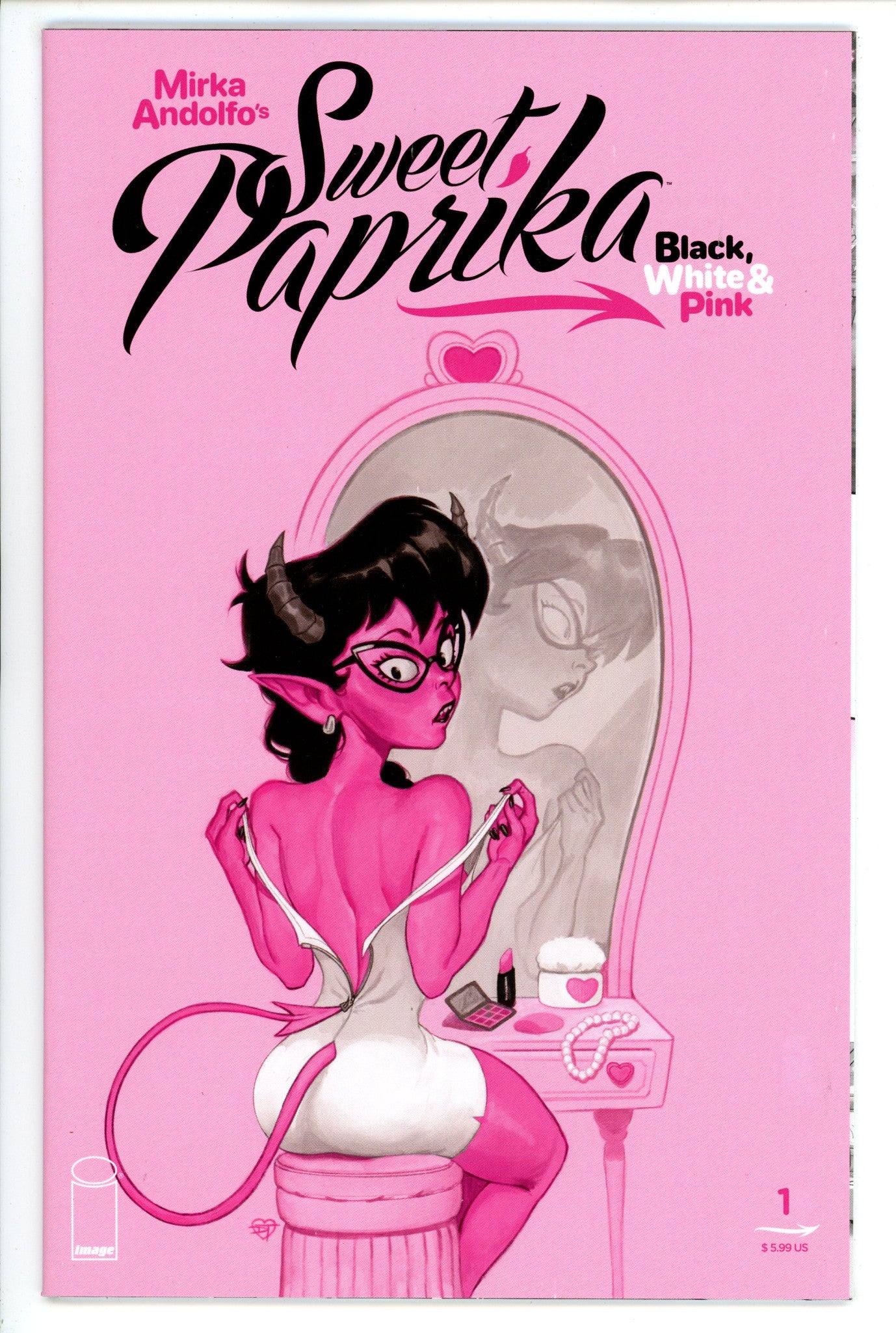 Mirka Andolfo's Sweet Paprika: Black, White & Pink 1 High Grade (2023) Talaski Variant 
