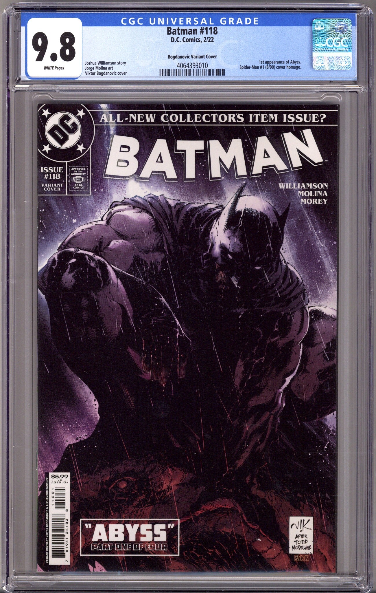Batman Vol 3 118 CGC 9.8 (NM/M) (2022) Bogdanovic Homage Variant 