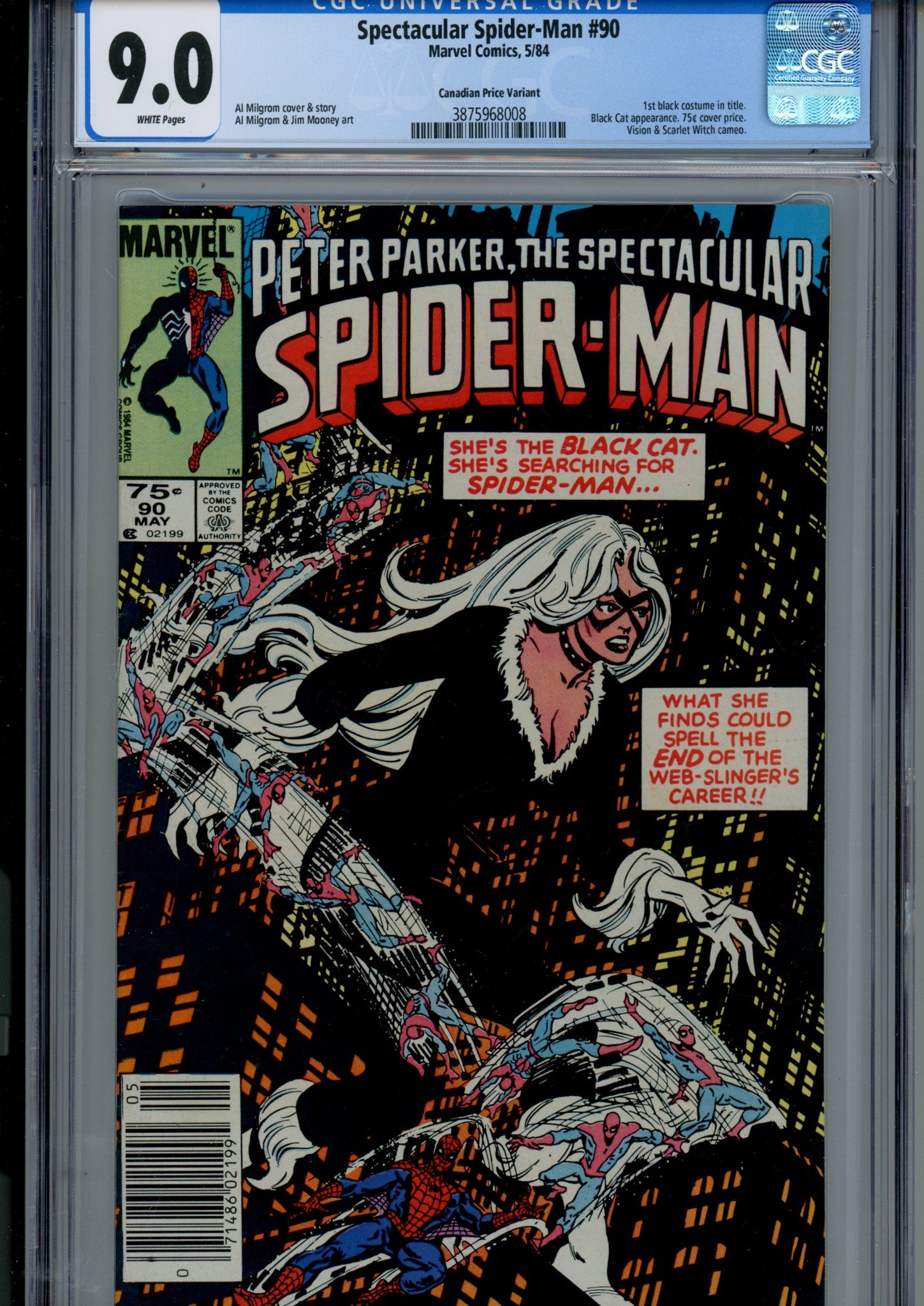 The Spectacular Spider-Man Vol 1 90 CGC 9.0 (VF/NM) (1984) Canadian Price Variant 