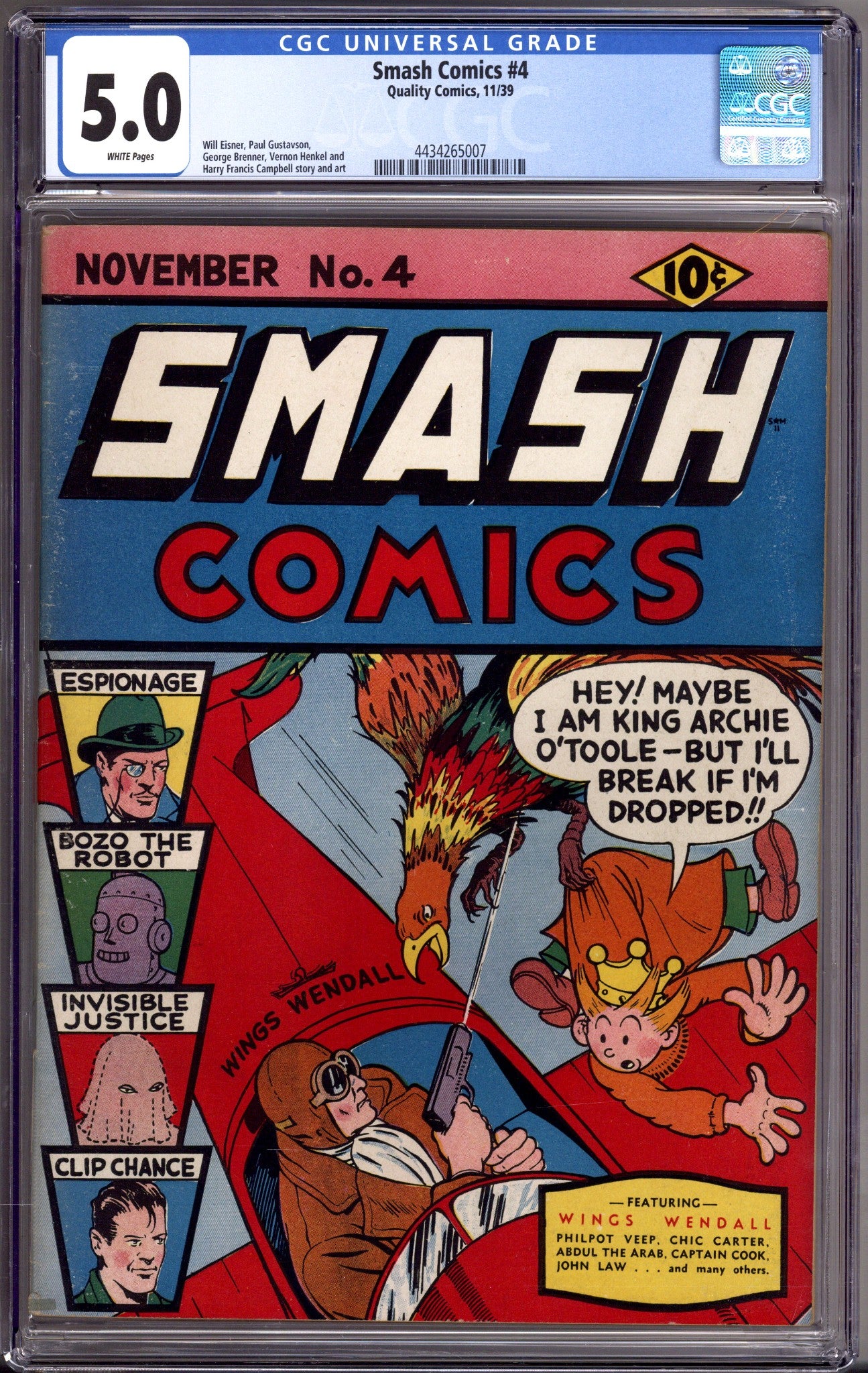 Smash Comics 4 CGC 5.0 (VG/FN) (1939) 