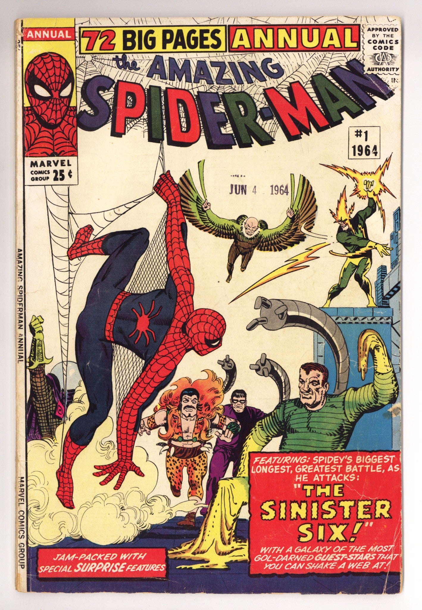 The Amazing Spider-Man Annual Vol 1 1 GD+ (2.5) Apparent, All Pinups Missing. Incomplete (1964) 