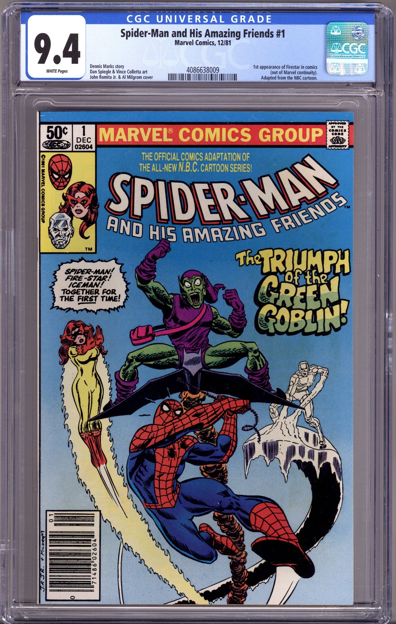 Spider-Man and His Amazing Friends 1 CGC 9.4 (NM) (1981) Newsstand 