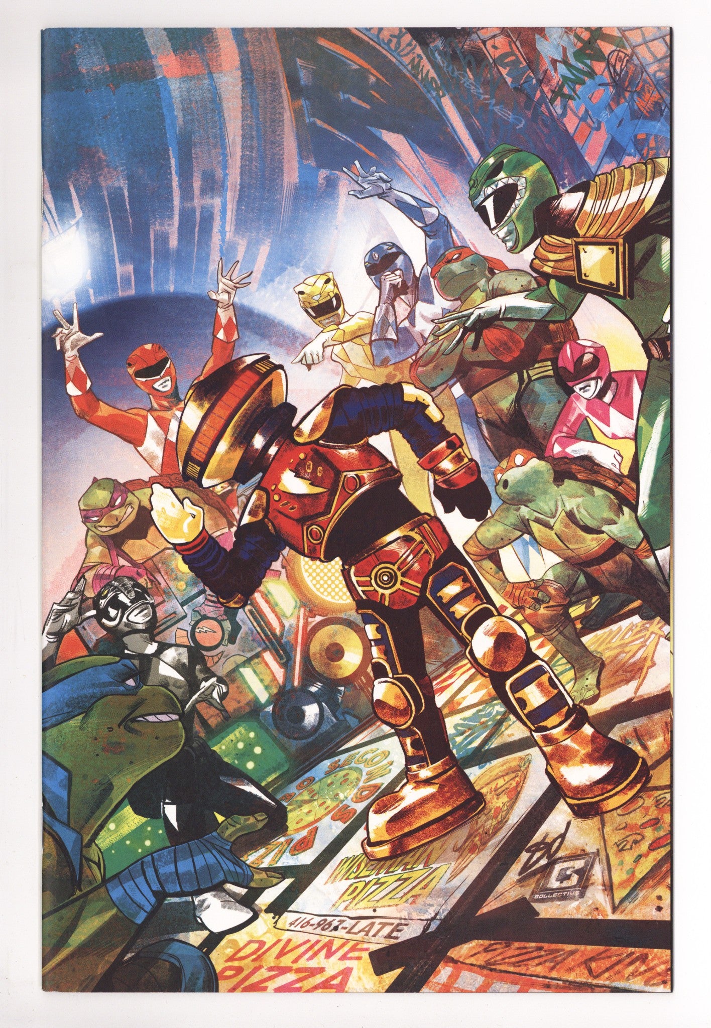 Mighty Morphin Power Rangers / Teenage Mutant Ninja Turtles II 1 High Grade (2023) Mundo Variant 