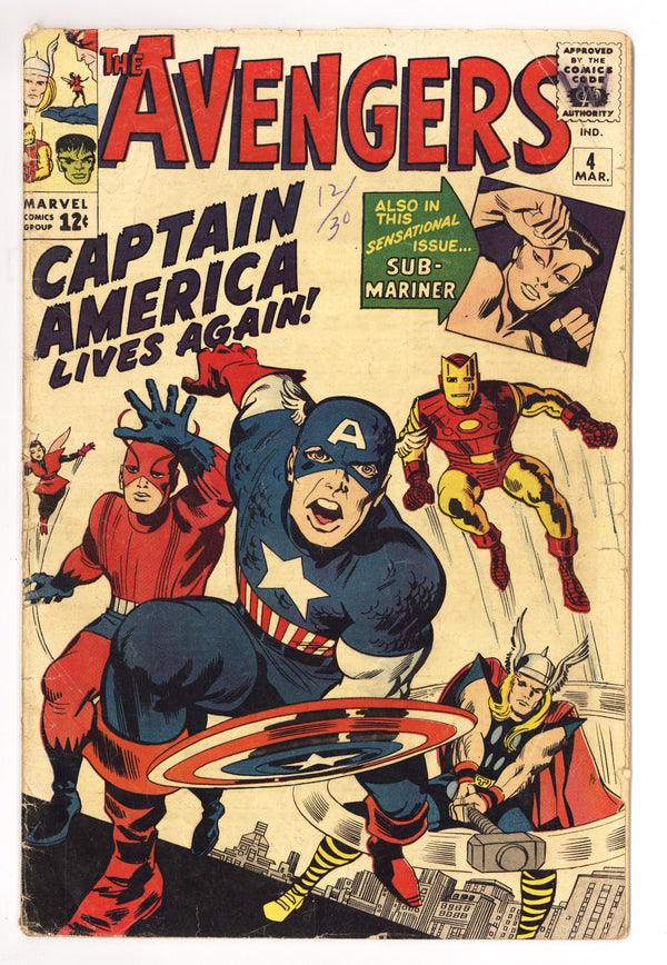 The Avengers Vol 1 4 GD+ (2.5) (1964)