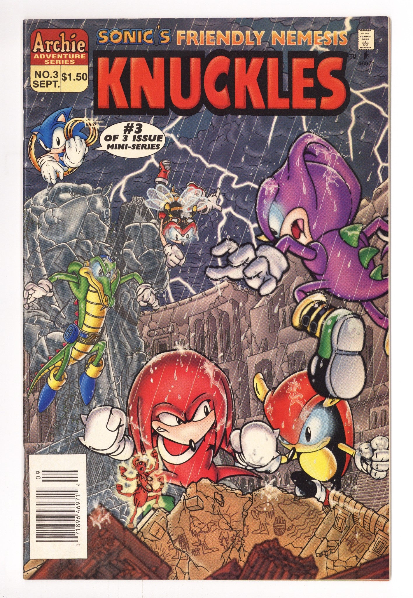 Sonic's Friendly Nemesis Knuckles 3 VG- (3.5) (1996) Newsstand 
