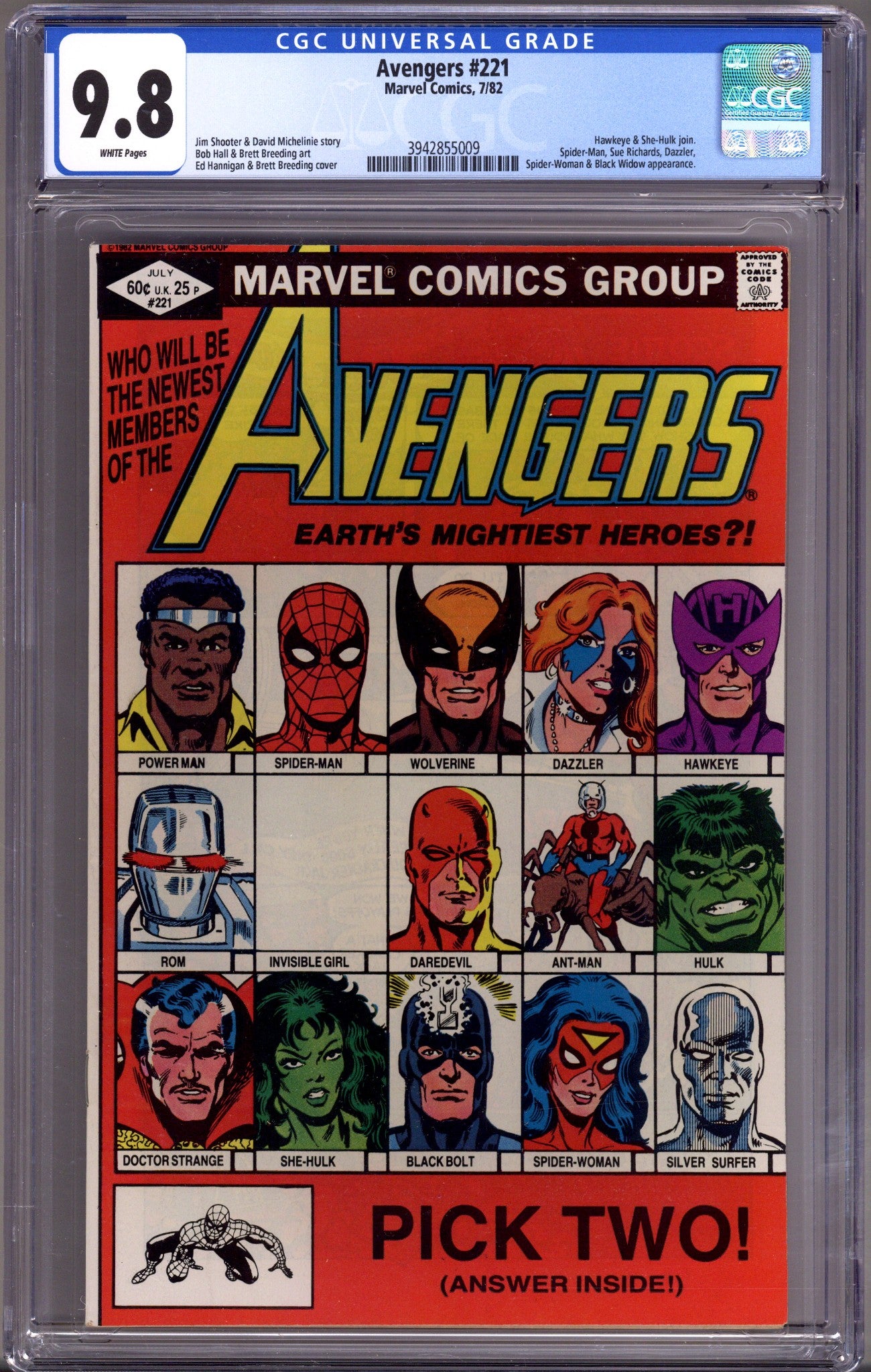 The Avengers Vol 1 221 CGC 9.8 (NM/M) (1982) 