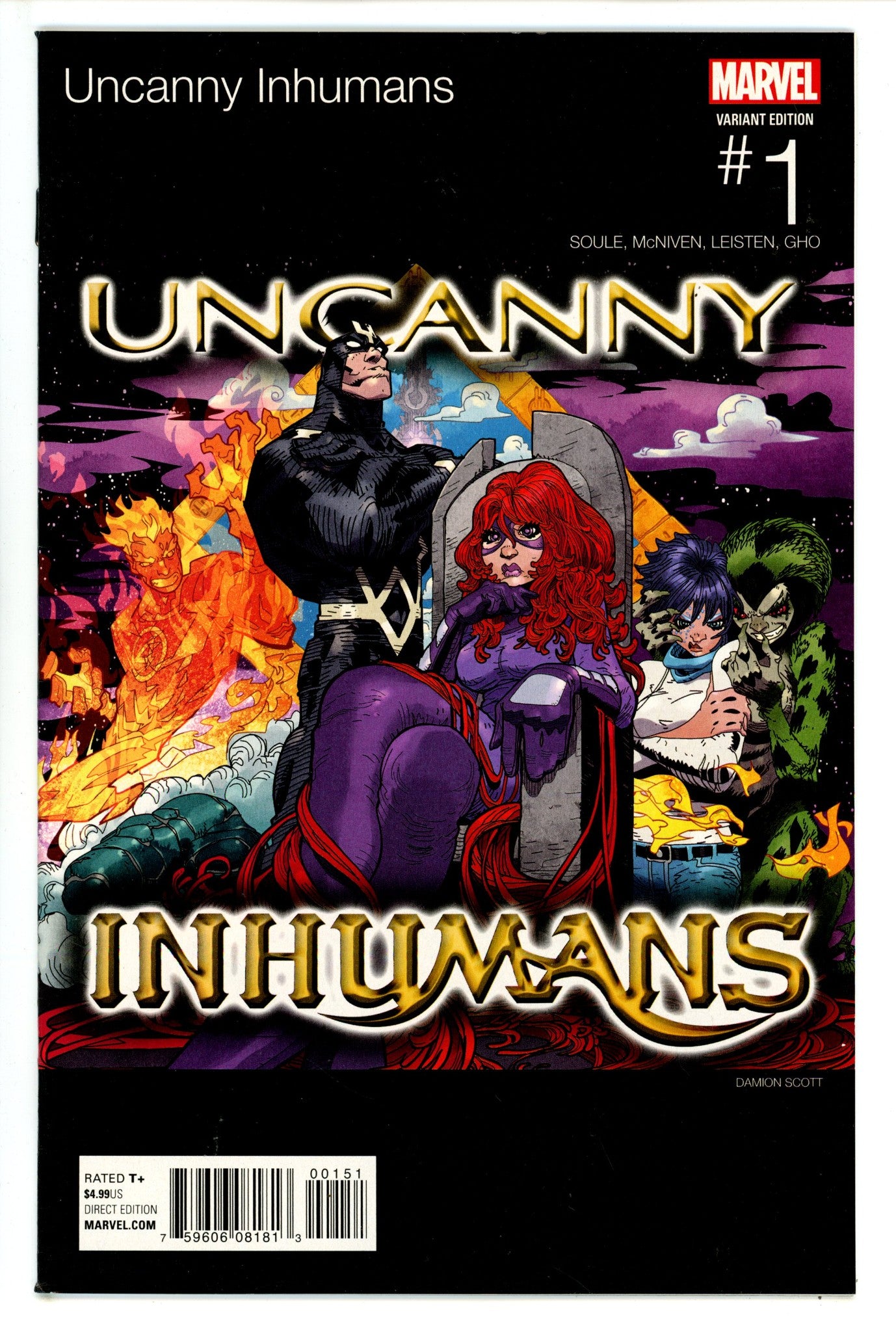 Uncanny Inhumans 1 Scott Hip-Hop Variant VF+ (2015)