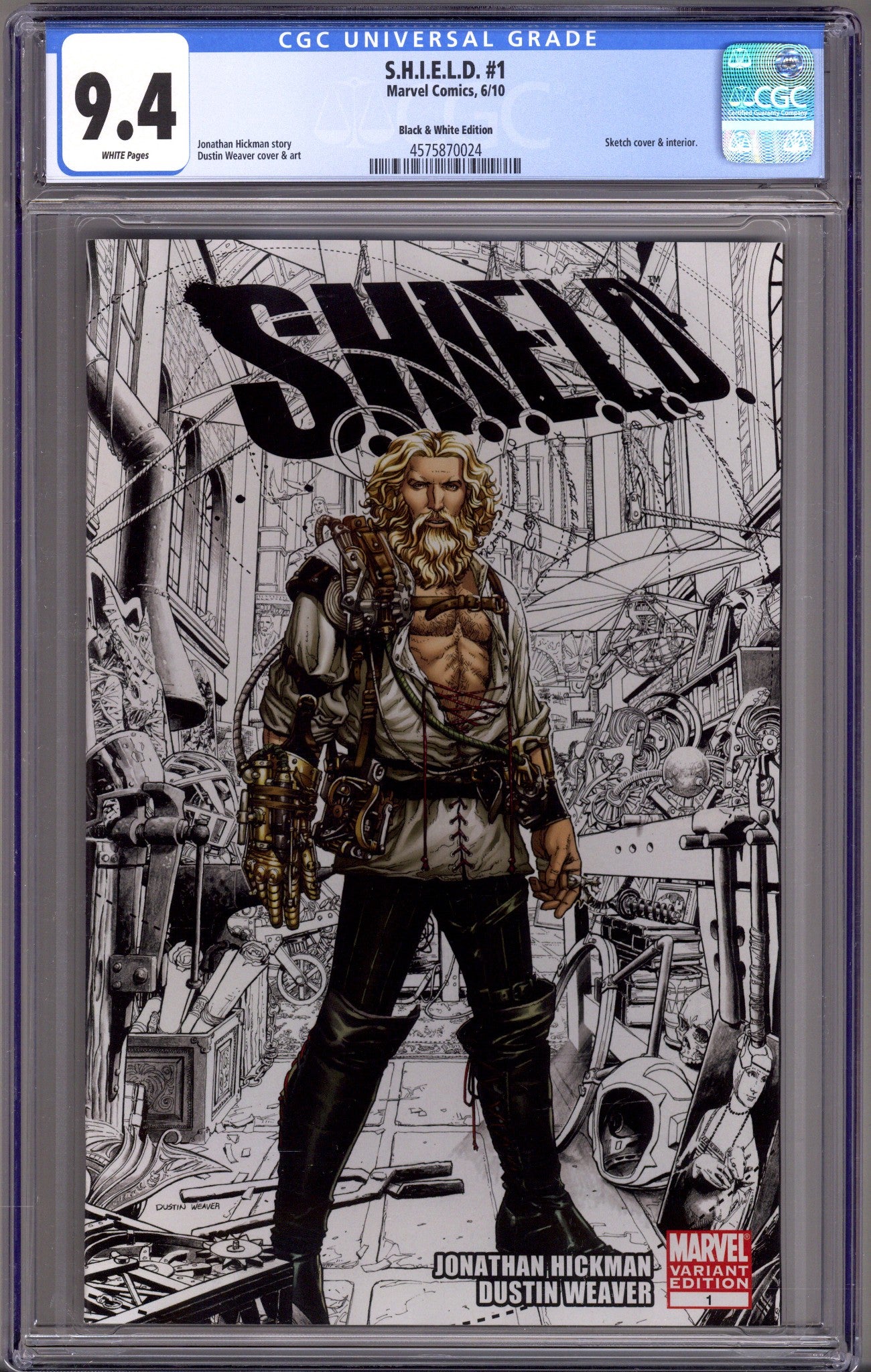 S.H.I.E.L.D. Vol 1 1 CGC 9.4 (NM) (2010) Weaver B&W SDCC Exclusive Variant 