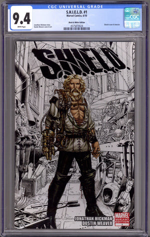 S.H.I.E.L.D. Vol 1 1 CGC 9.4 (NM) (2010) Weaver B&W SDCC Exclusive Variant