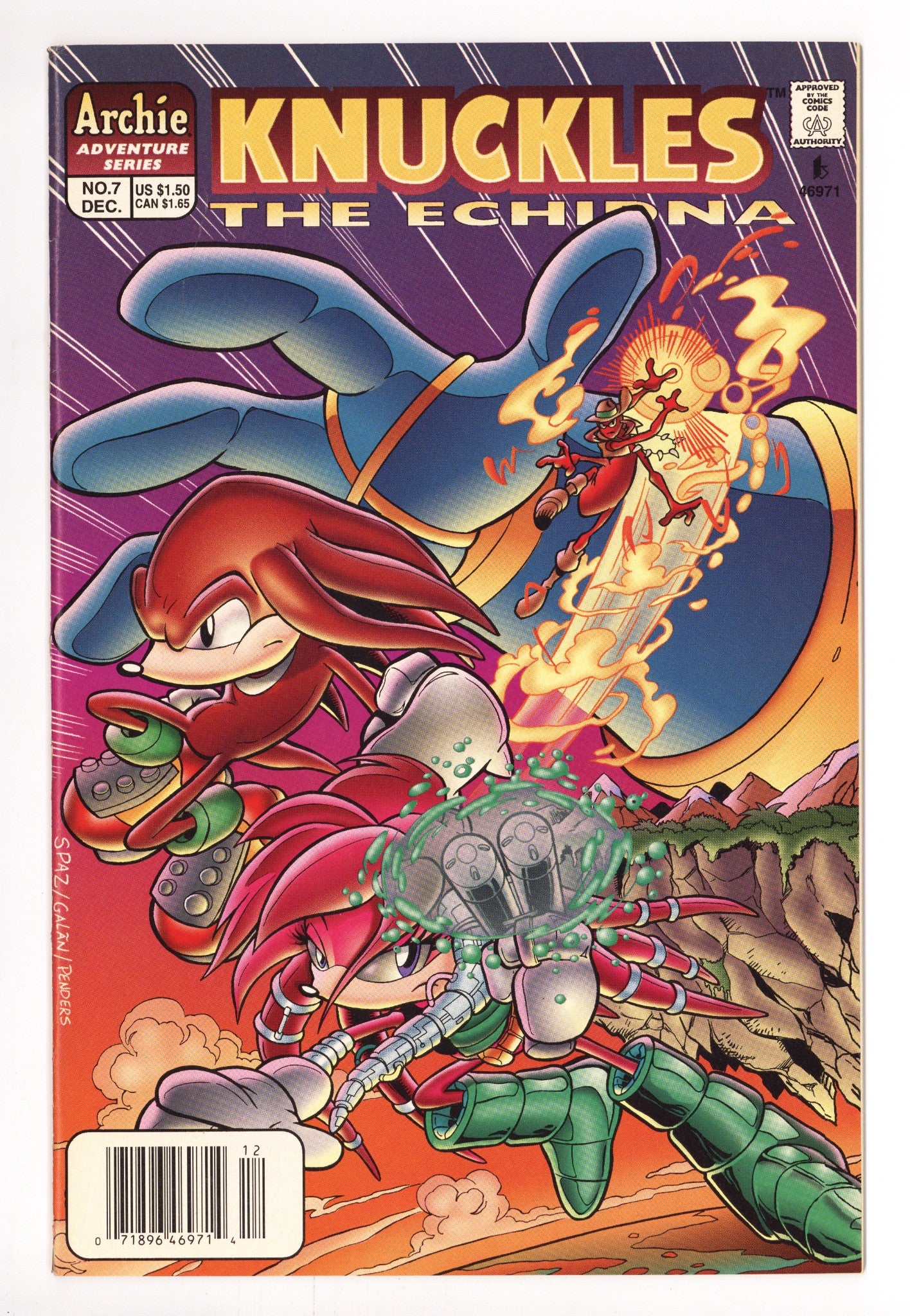 Knuckles the Echidna 7 VF- (7.5) (1997) Newsstand 