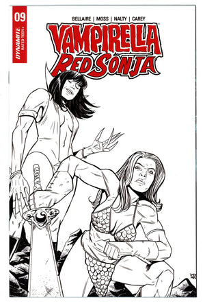 Vampirella / Red Sonja 9 High Grade (2020) Moss B&W Incentive Variant