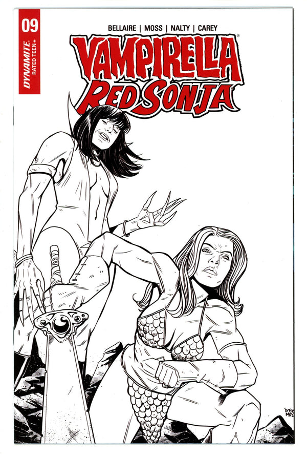 Vampirella / Red Sonja 9 High Grade (2020) Moss B&W Incentive Variant