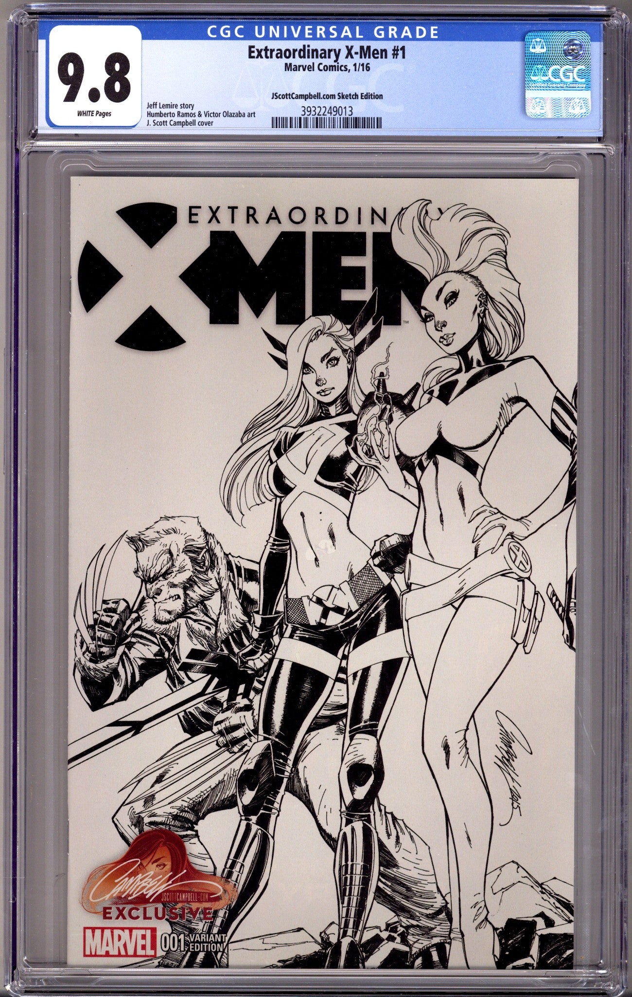 Extraordinary X-Men Vol 1 1 Campbell Sketch Exclusive Variant CGC 9.8 (2015)