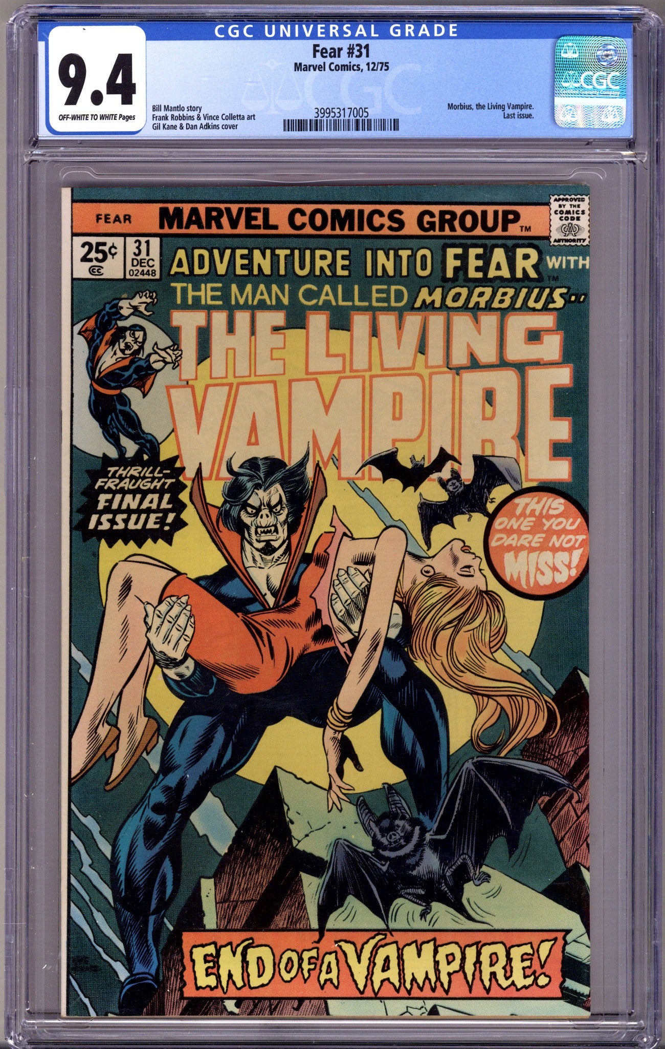 Fear   31 CGC 9.4 (NM)   (1975)        