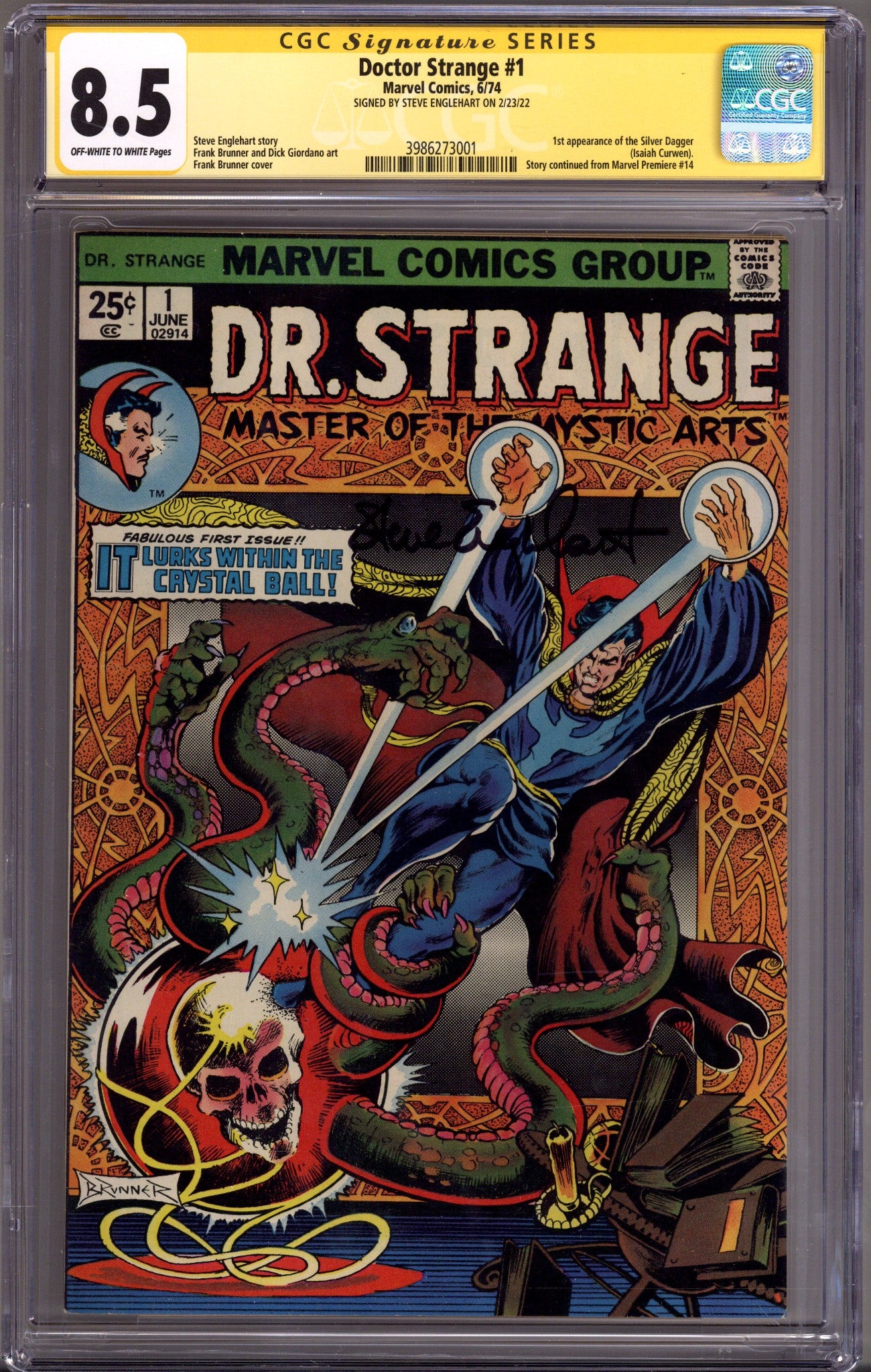 Doctor Strange Vol 2 1 CGC 8.5 (VF+) (1974) Signed x1 Cover Steve Englehart 