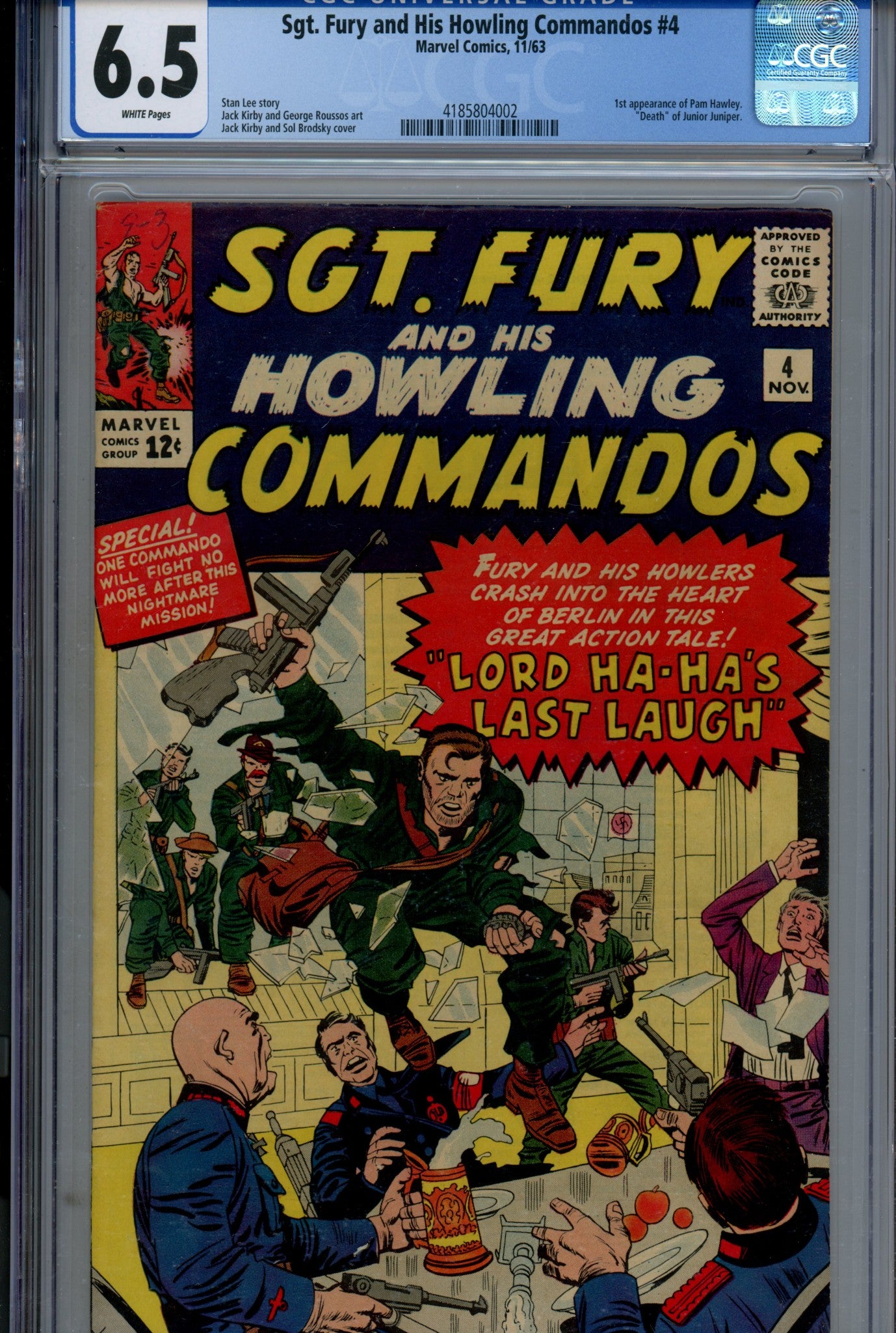 Sgt. Fury 4 CGC 6.5 (FN+) (1963) 