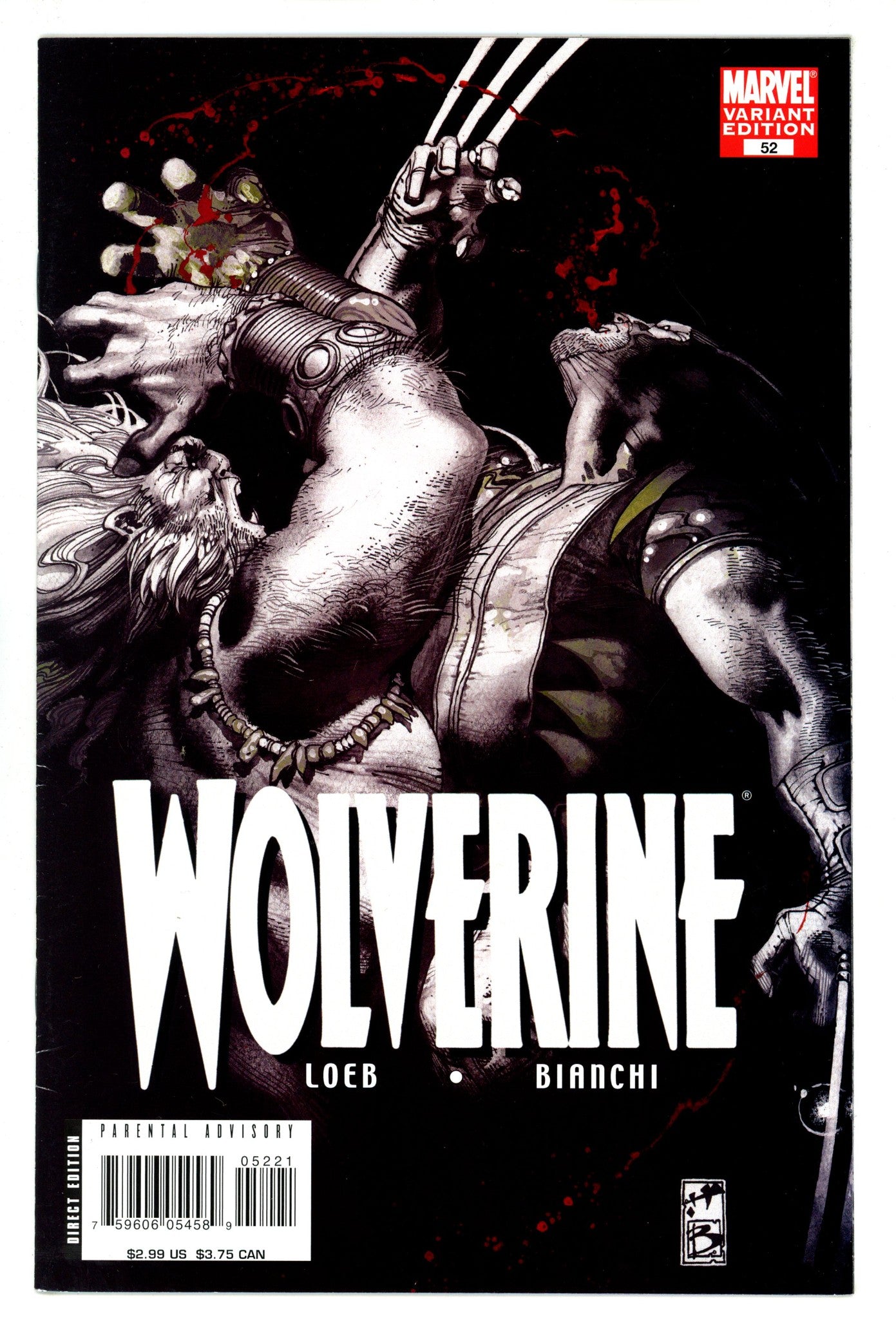 Wolverine Vol 3 52 Mid Grade (2007) B&W Variant 