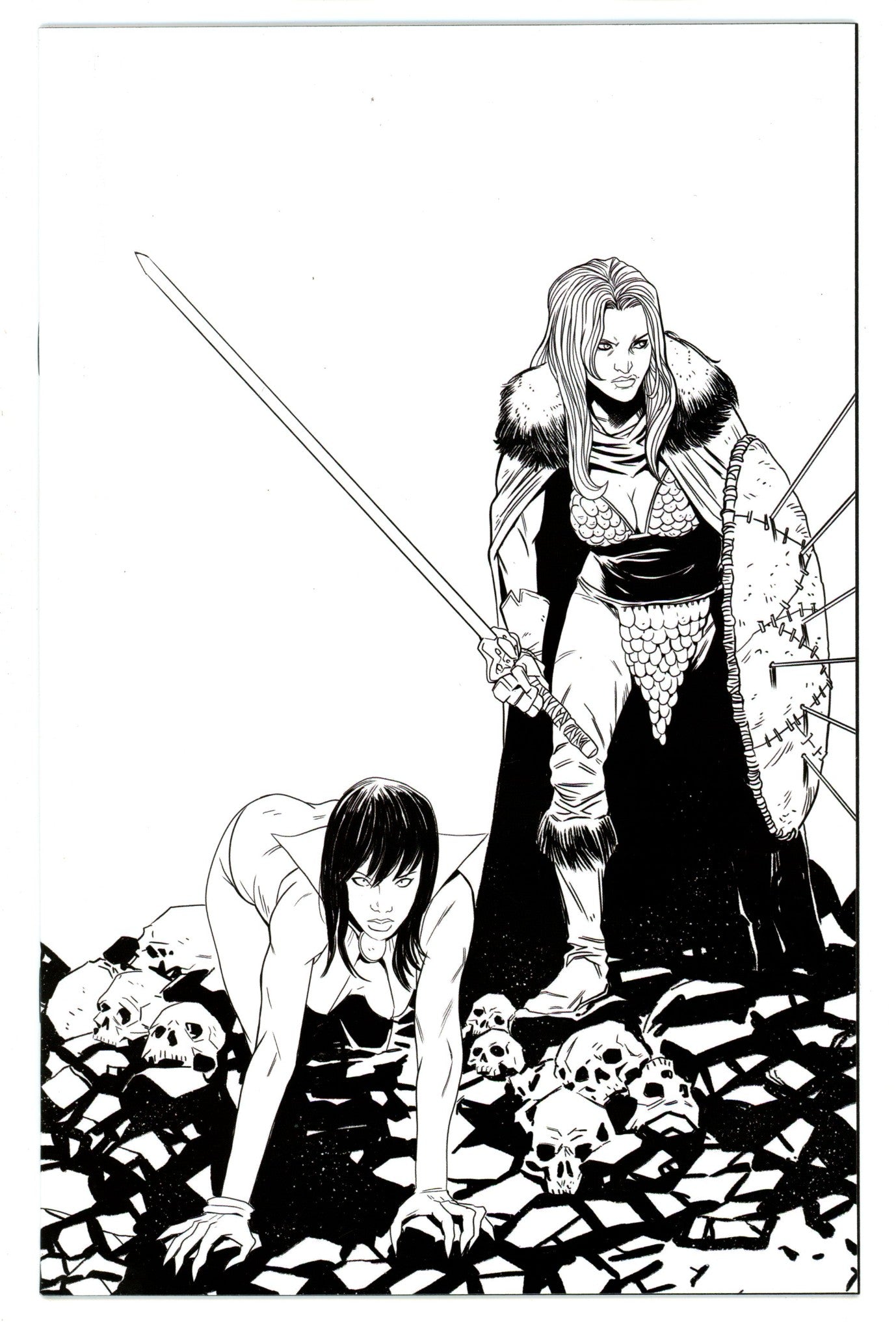 Vampirella / Red Sonja 10 High Grade (2020) Moss B&W Virgin Incentive Variant 