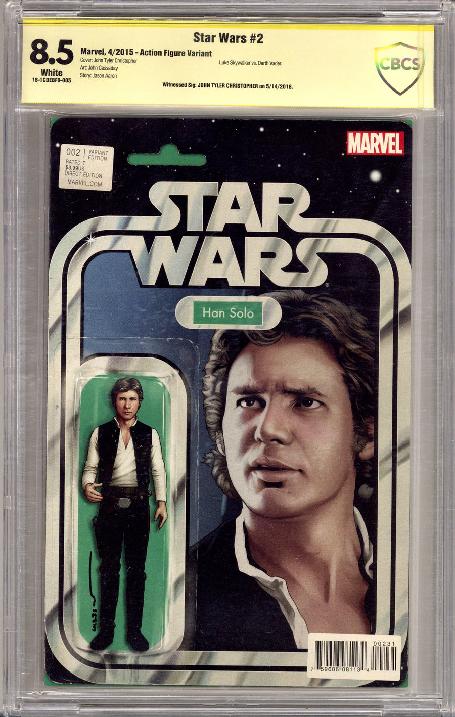 Star Wars Vol 2 2 CBCS 8.5 (VF+) (2015) Christopher Action Figure Variant Signed x1 Cover John Tyler Christopher 