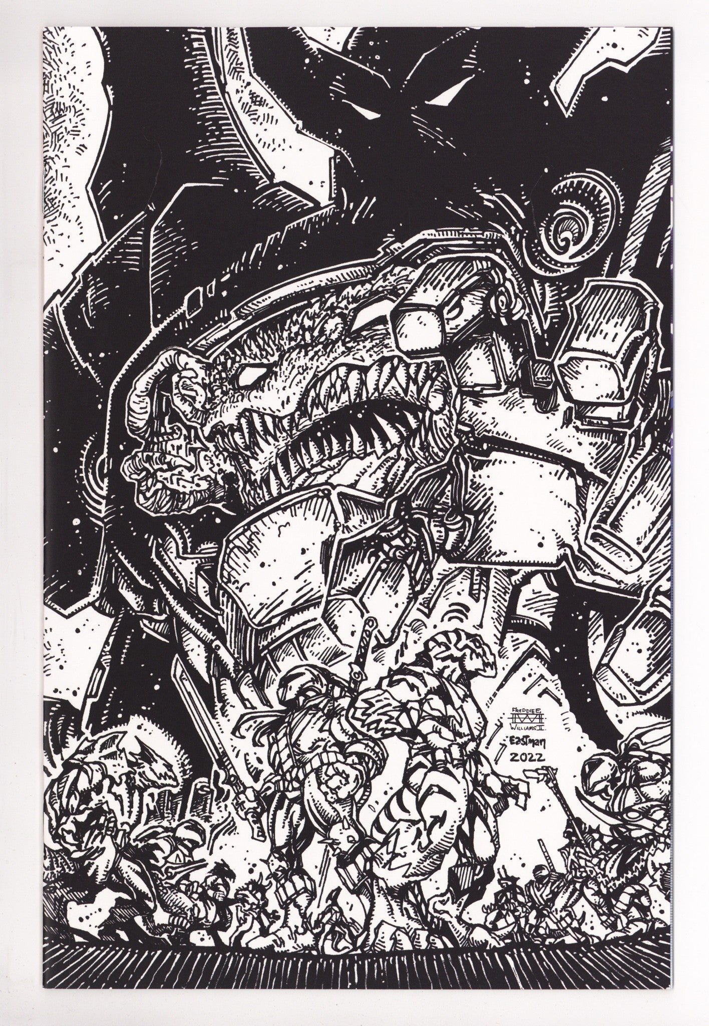 Mighty Morphin Power Rangers / Teenage Mutant Ninja Turtles II 5 High Grade (2023) II B&W Virgin Variant 