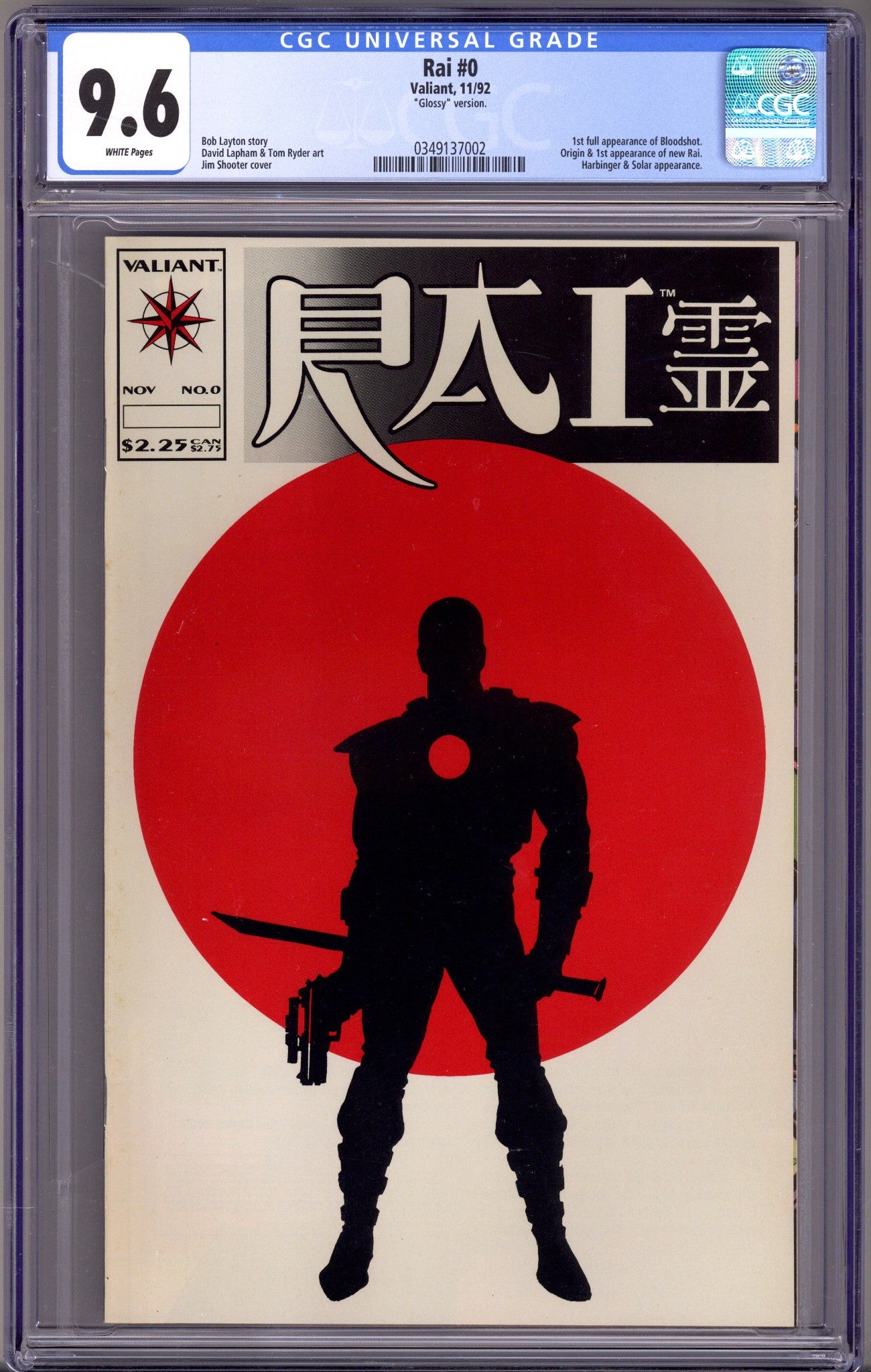Rai Vol 1 0 CGC 9.6 (NM+) Glossy (1992)