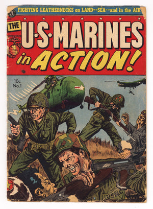 U.S. Marines in Action 1 PR (0.5) Cover Detached, Spine Split (1952) 