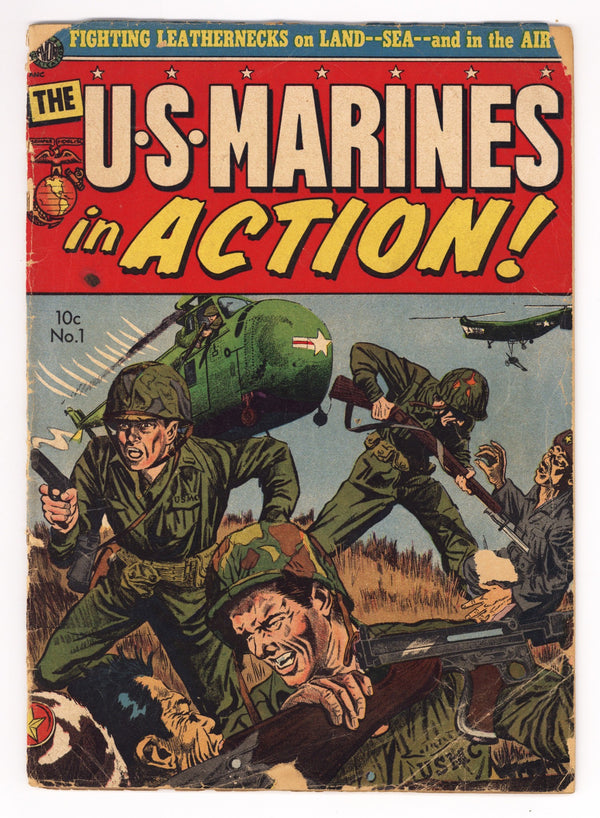 U.S. Marines in Action 1 PR (0.5) Cover Detached, Spine Split (1952)