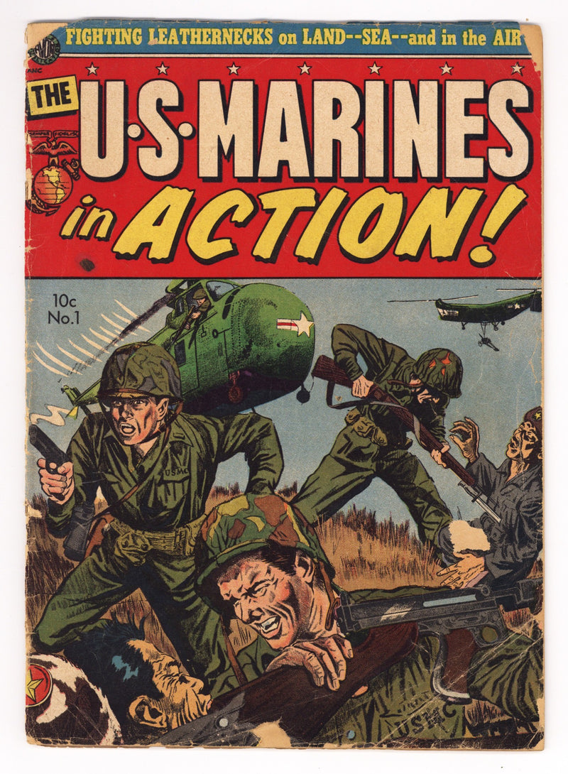 U.S. Marines in Action 1 PR (0.5) Cover Detached, Spine Split (1952) 