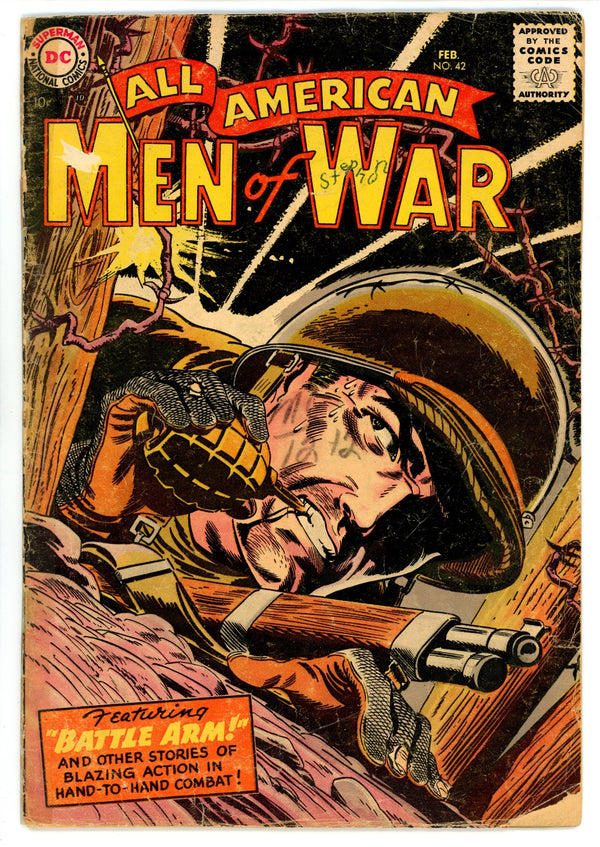 All-American Men of War 42 Cover Detached Spine Taped (1957)