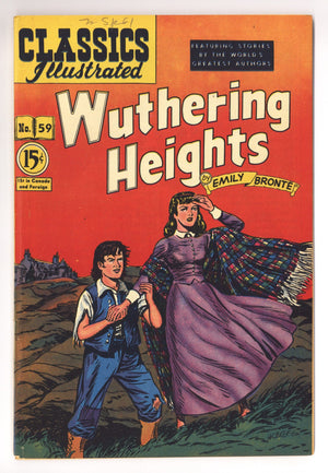 Classics Illustrated 59 HRN62 FN+ (6.5) Apparent, Cover Detached. Wuthering Heights (1949) Canadian Edition