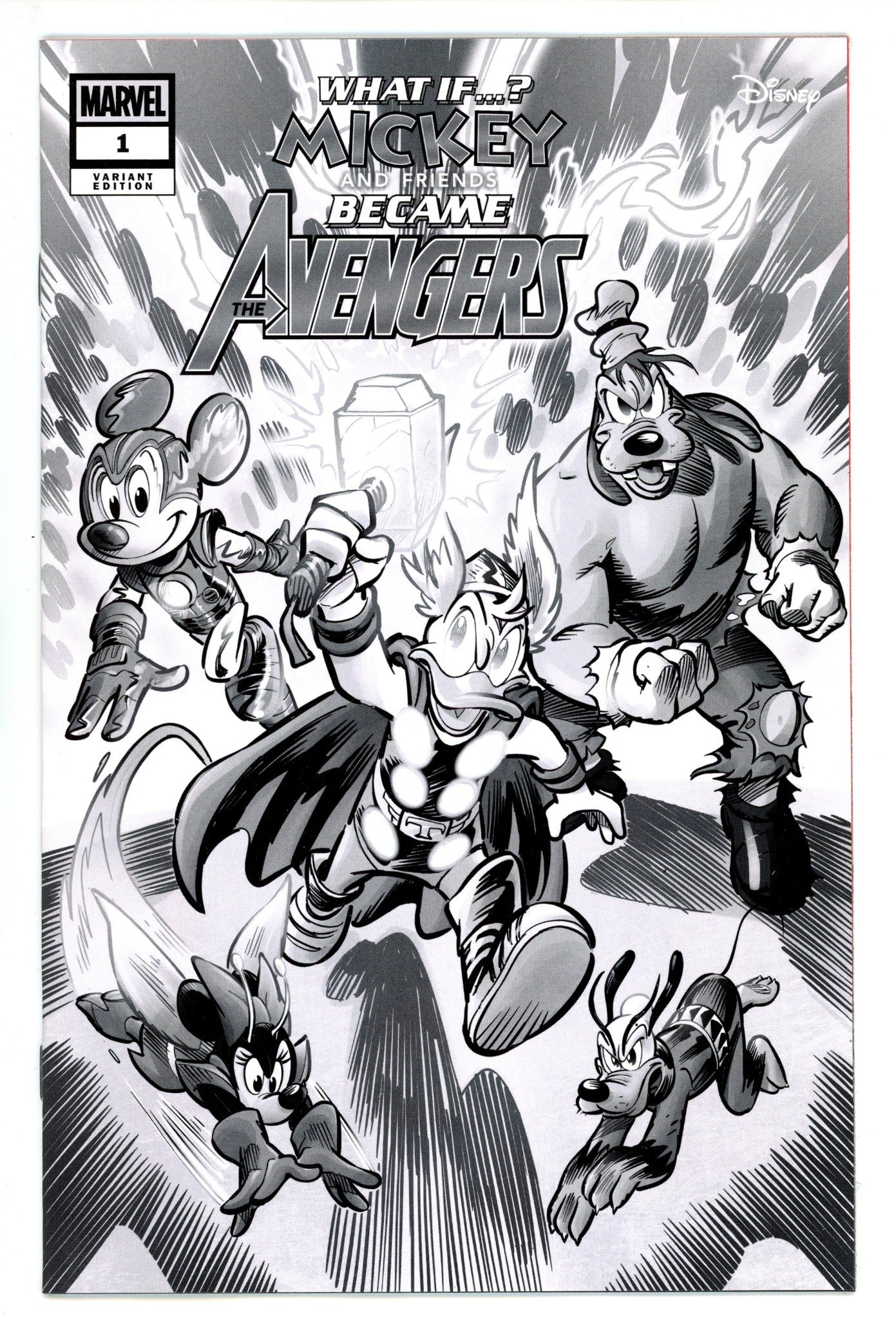 What If Mickey & Friends Became Avengers 1 Pastrovicchio B&W Incentive Variant NM- (2025)