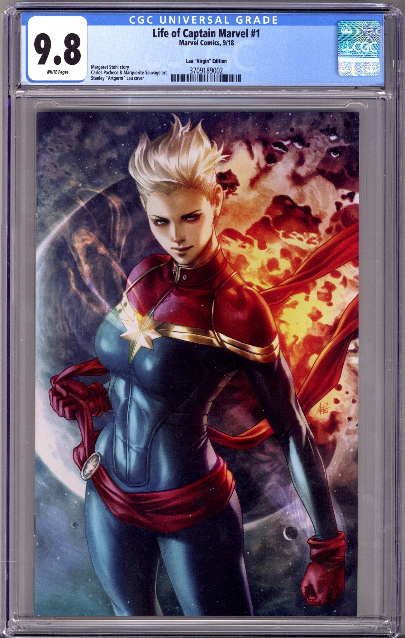 The Life of Captain Marvel 1 Artgerm Virgin Incentive Variant CGC 9.8 (2018)