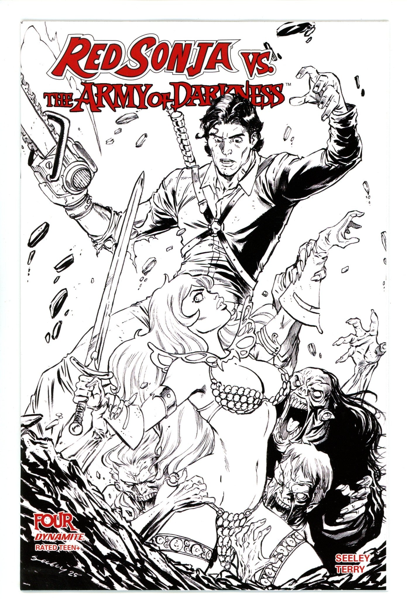 Red Sonja Vs The Army Of Darkness 4 Seeley B&W Incentive (2025)