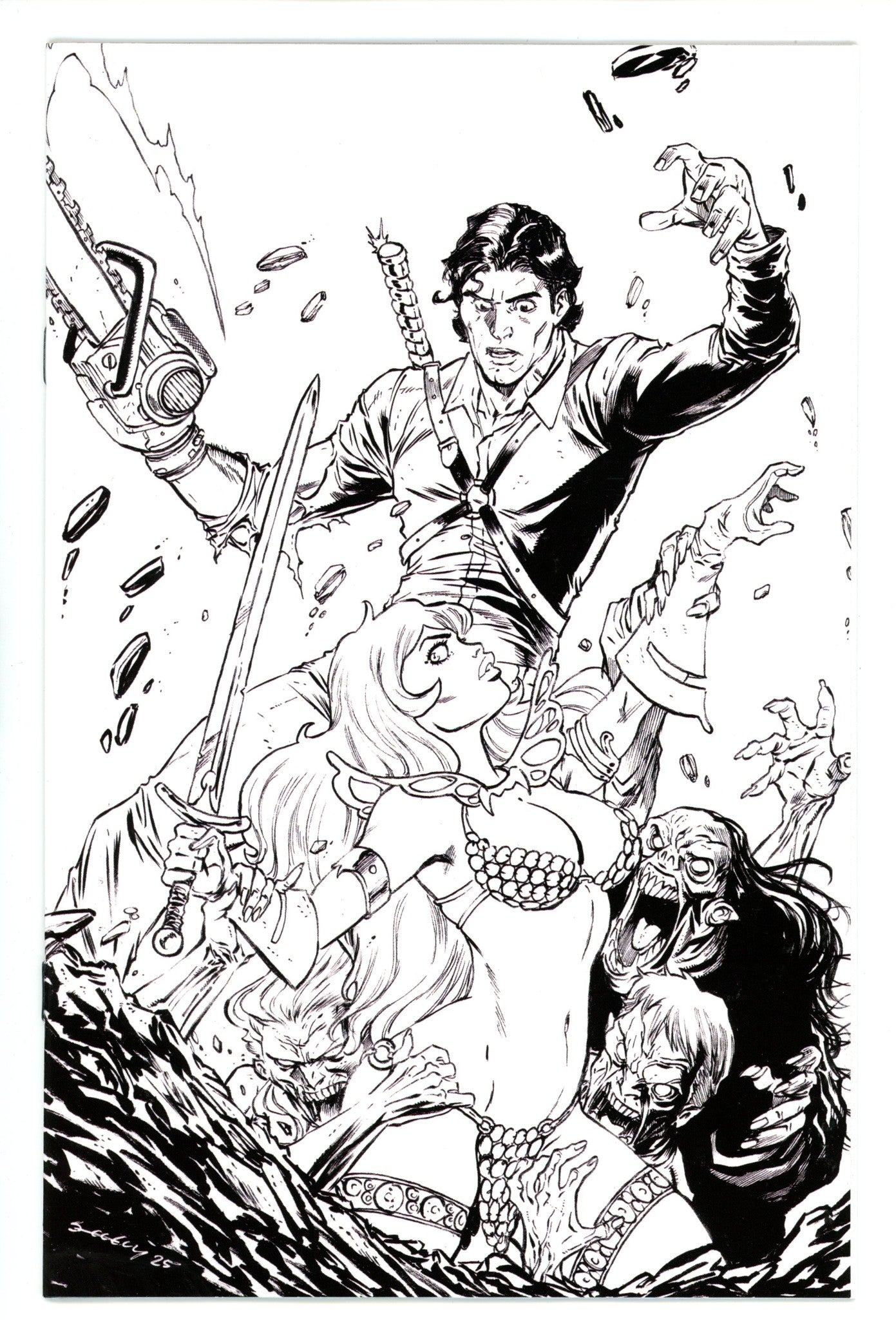 Red Sonja Vs The Army Of Darkness 4 Seeley B&W Virgin Incentive (2025)