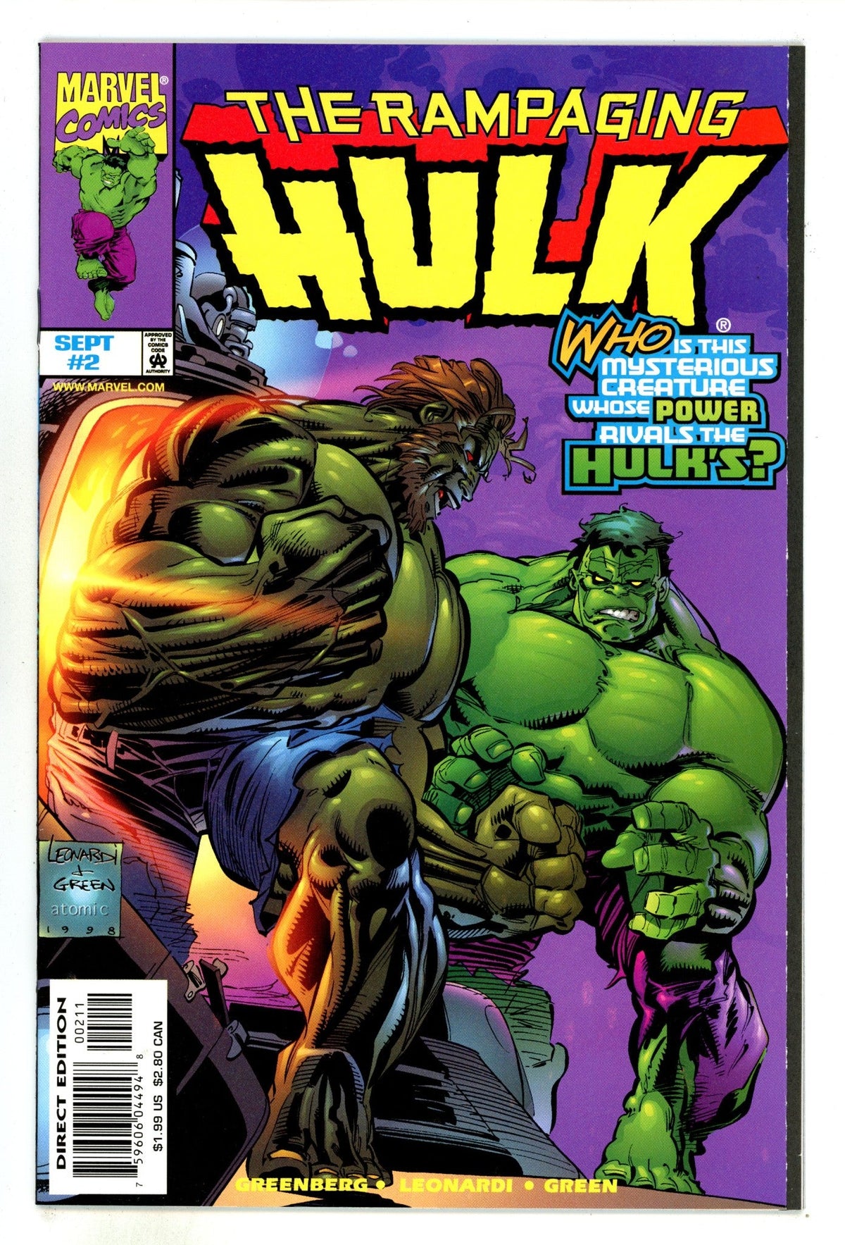 Rampaging Hulk Vol 2 2  High Grade   (1998)