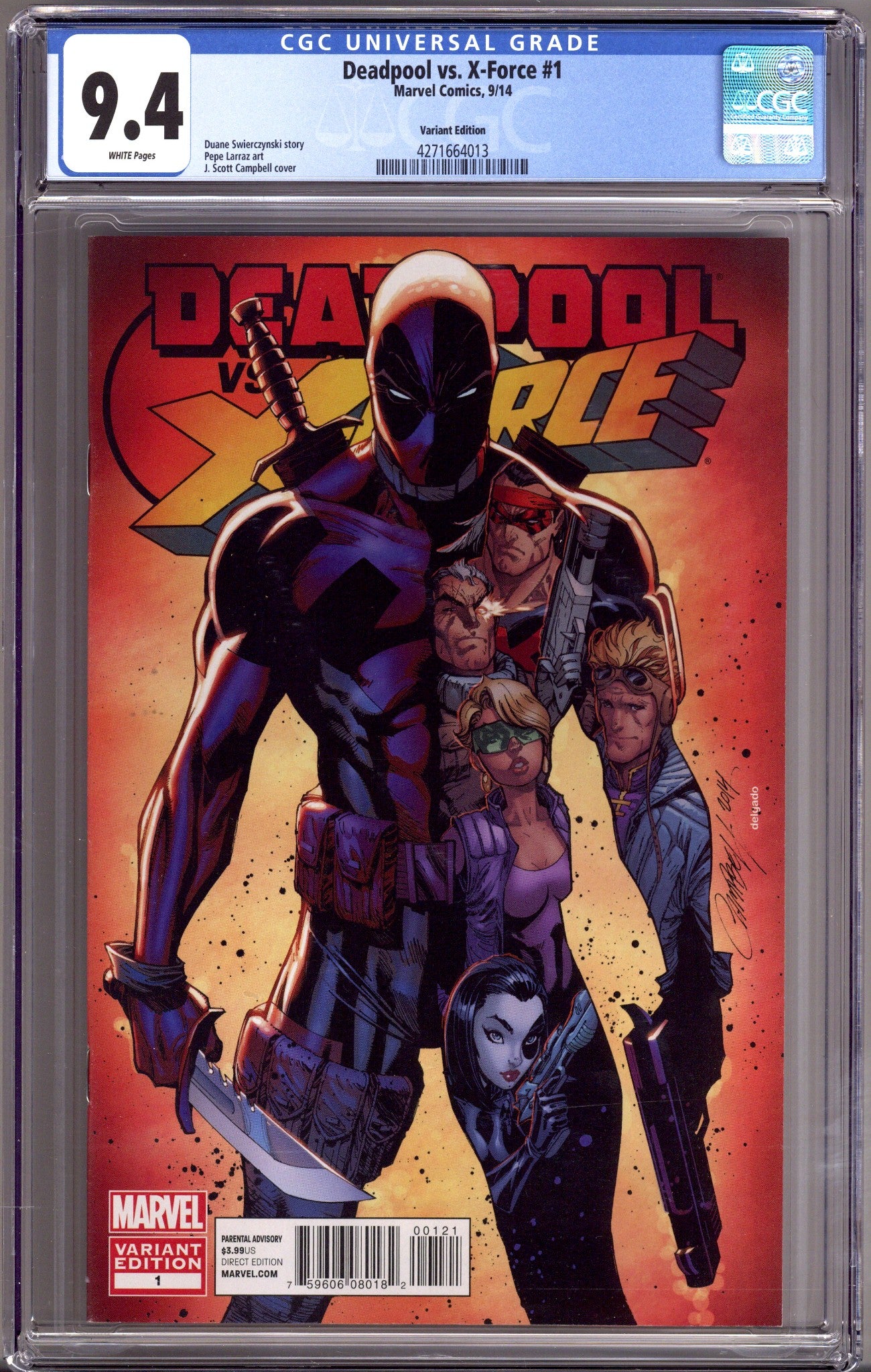 Deadpool vs. X-Force 1 CGC 9.4 (NM) (2014) Campbell Incentive Variant 