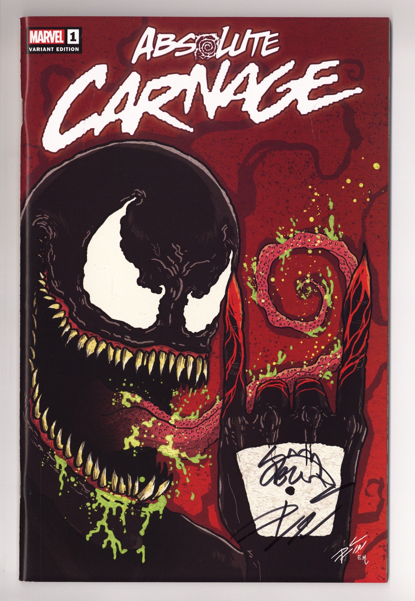 Absolute Carnage 1 VF/NM (9.0) (2019) Cates Exclusive Variant Signed x2 Cover Ryan Stegman & Donny Cates 